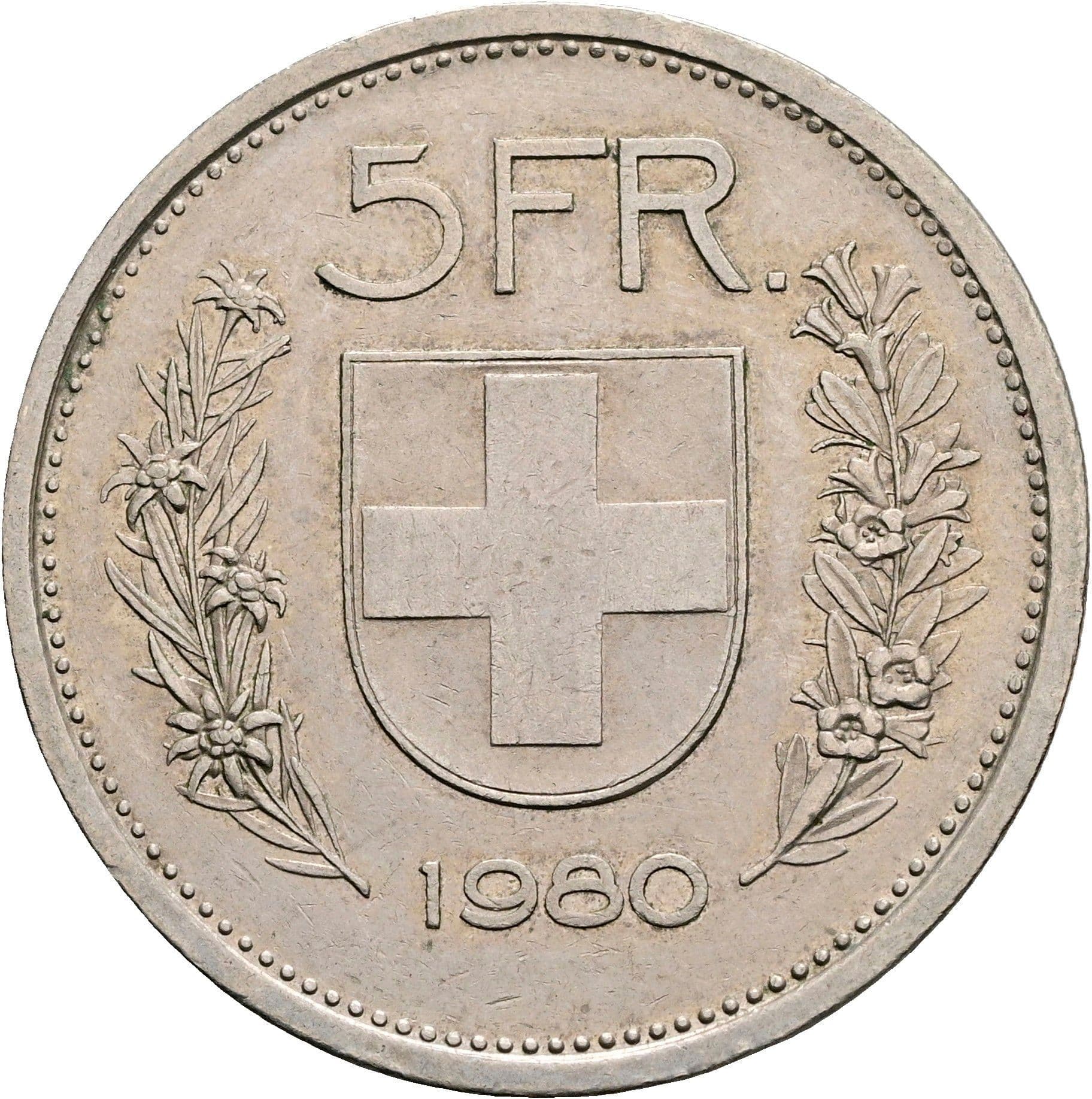 5 Franken 1980 – Rückseite