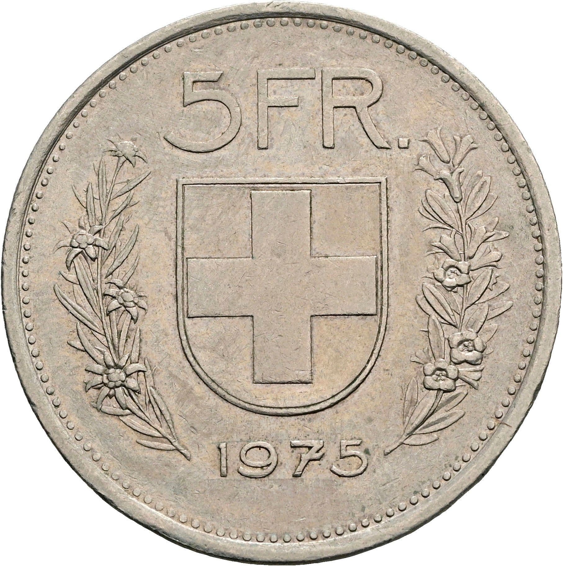 5 Franken 1975 – Rückseite