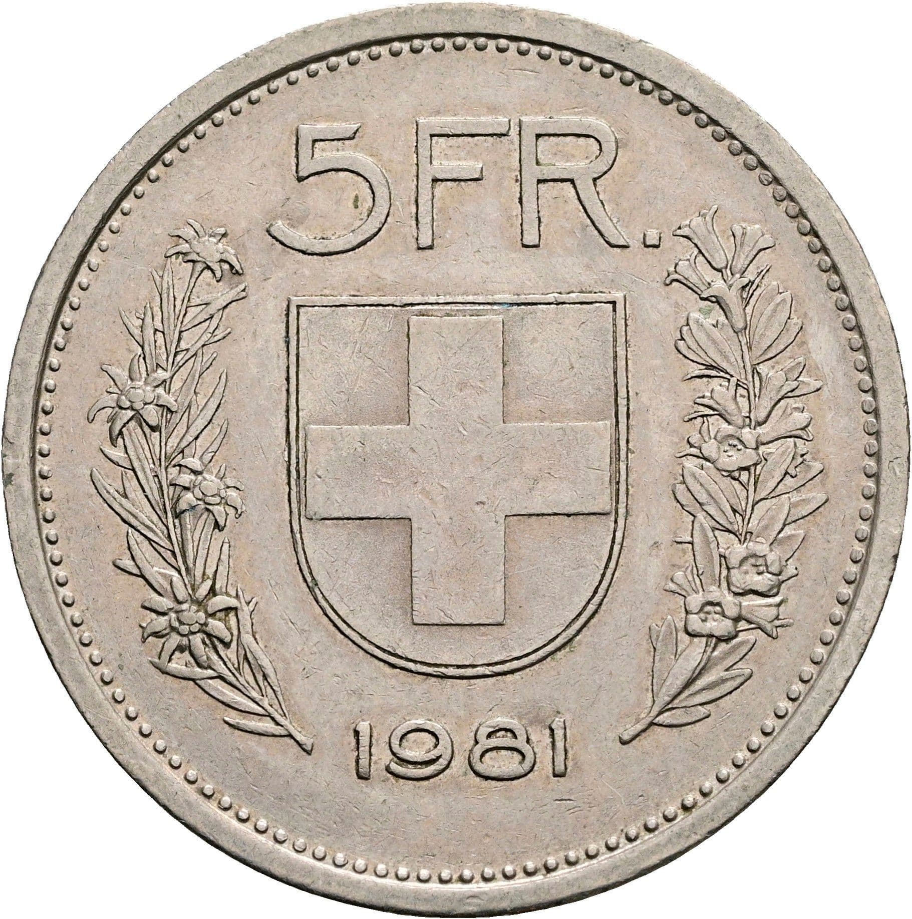 5 Franken 1981 – Rückseite