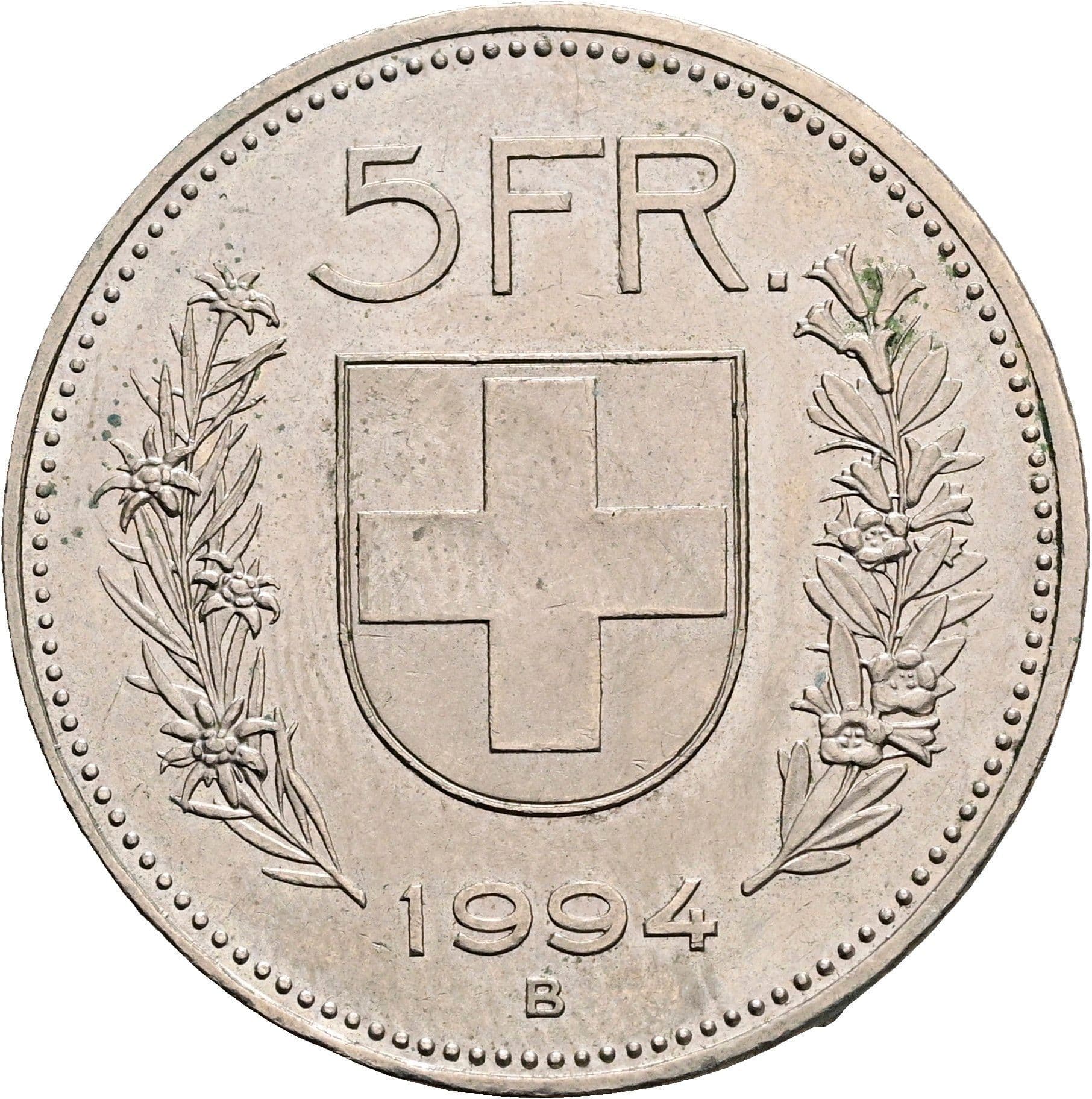 5 Franken 1994 B – Rückseite
