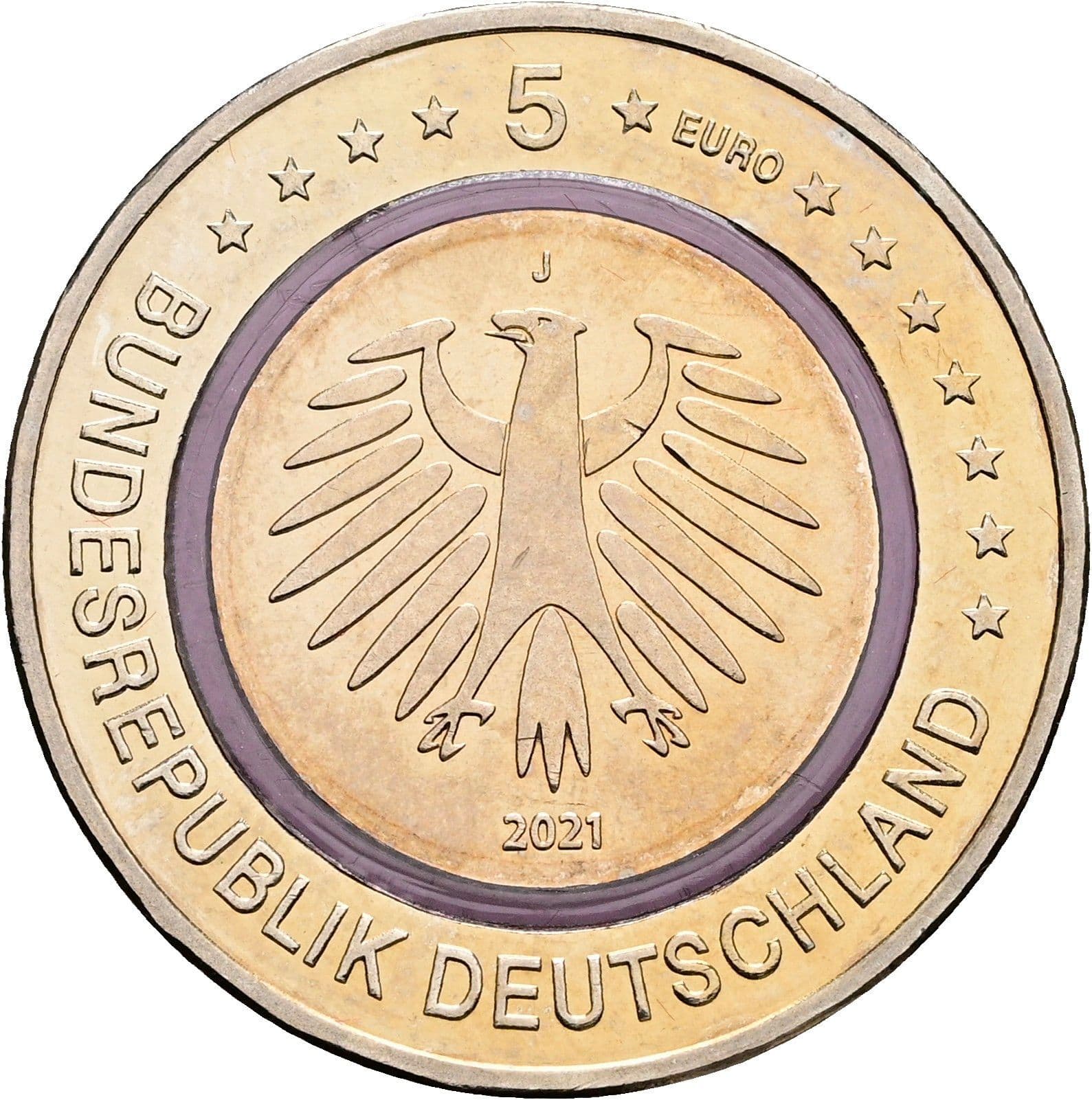 5 Euro 2021 J – Rückseite