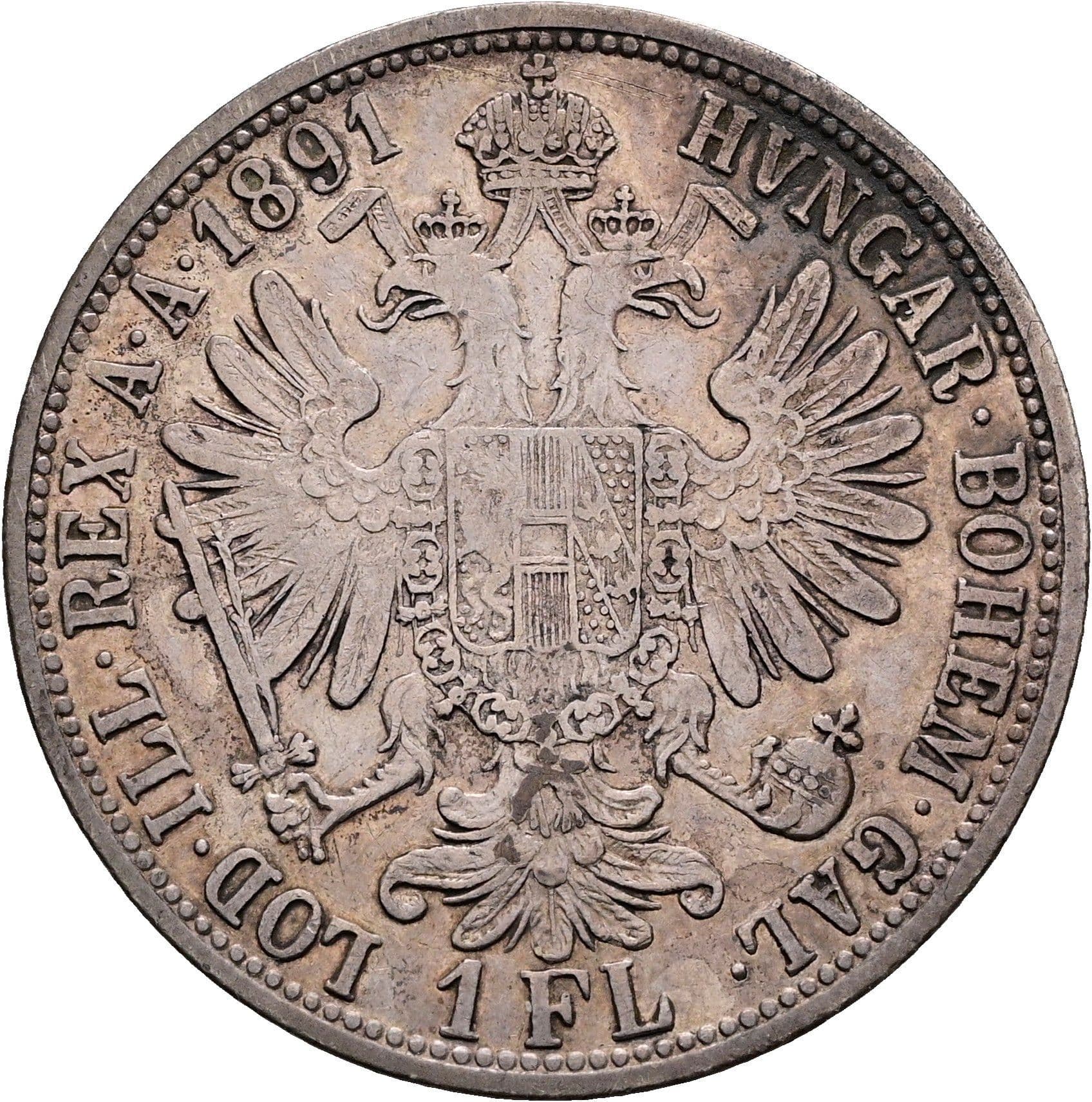 1 Gulden Franz Joseph I. 1848-1916 1891 – Rückseite