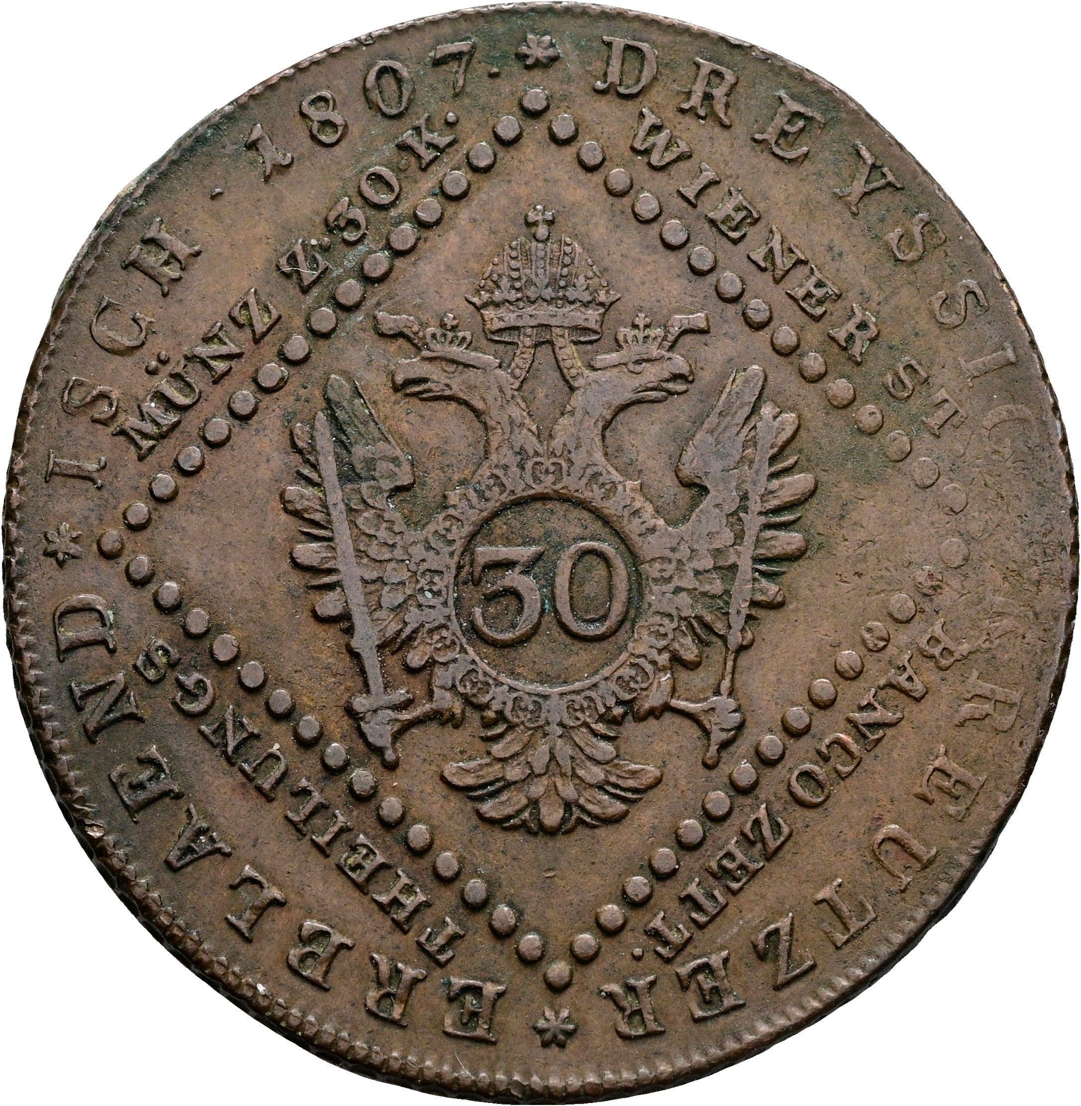 30 Kreuzer Franz II. (I.) 1792-1835 1807 S – Rückseite
