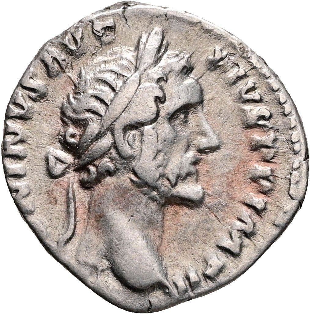 Denar Antoninus Pius 138-161 AC Rom ohne Jahr (156-157 AC) – Vorderseite