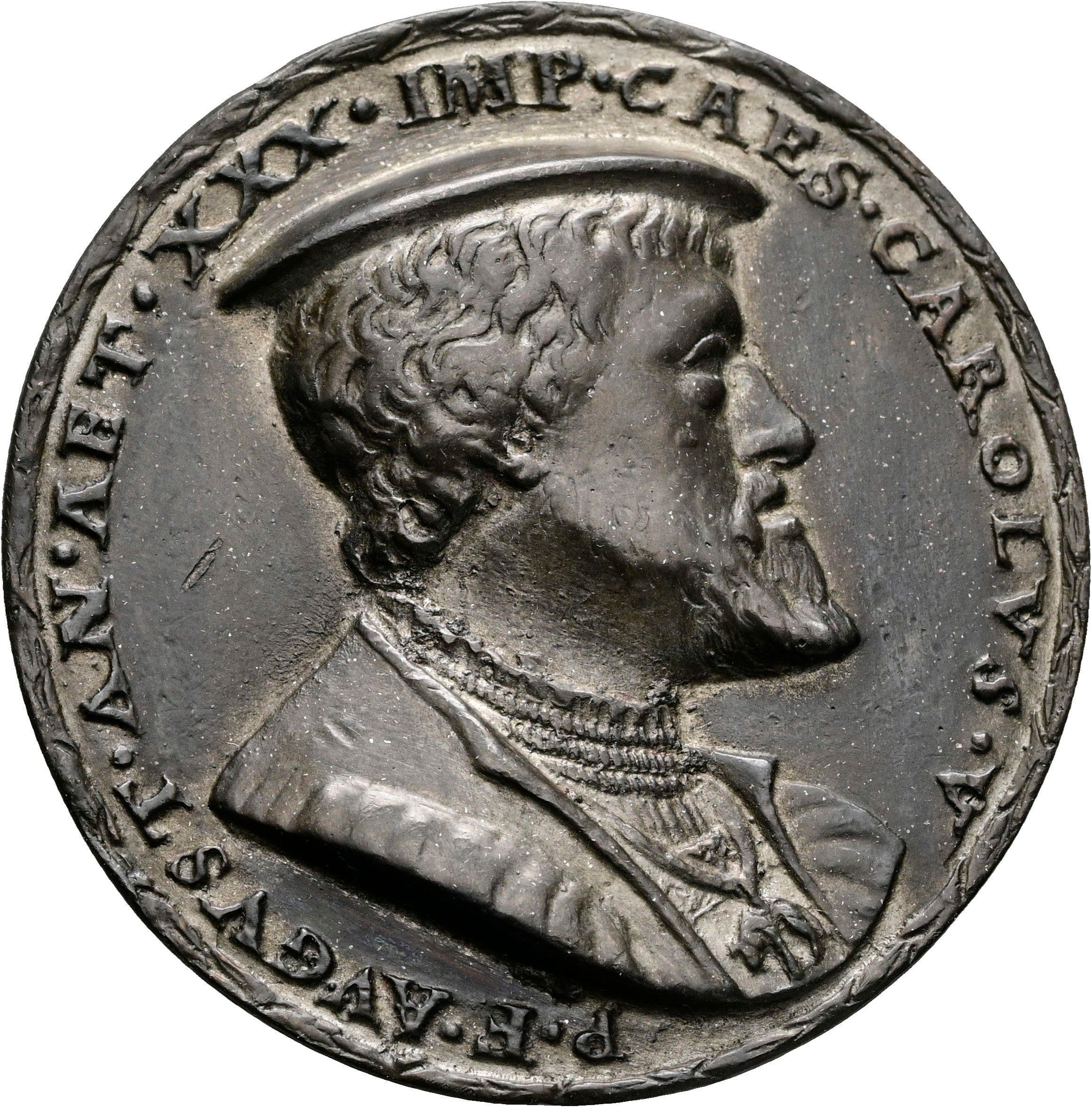 Zinngussmedaille Karl V. 1506-1556 1530 (späterer Guss) – Vorderseite
