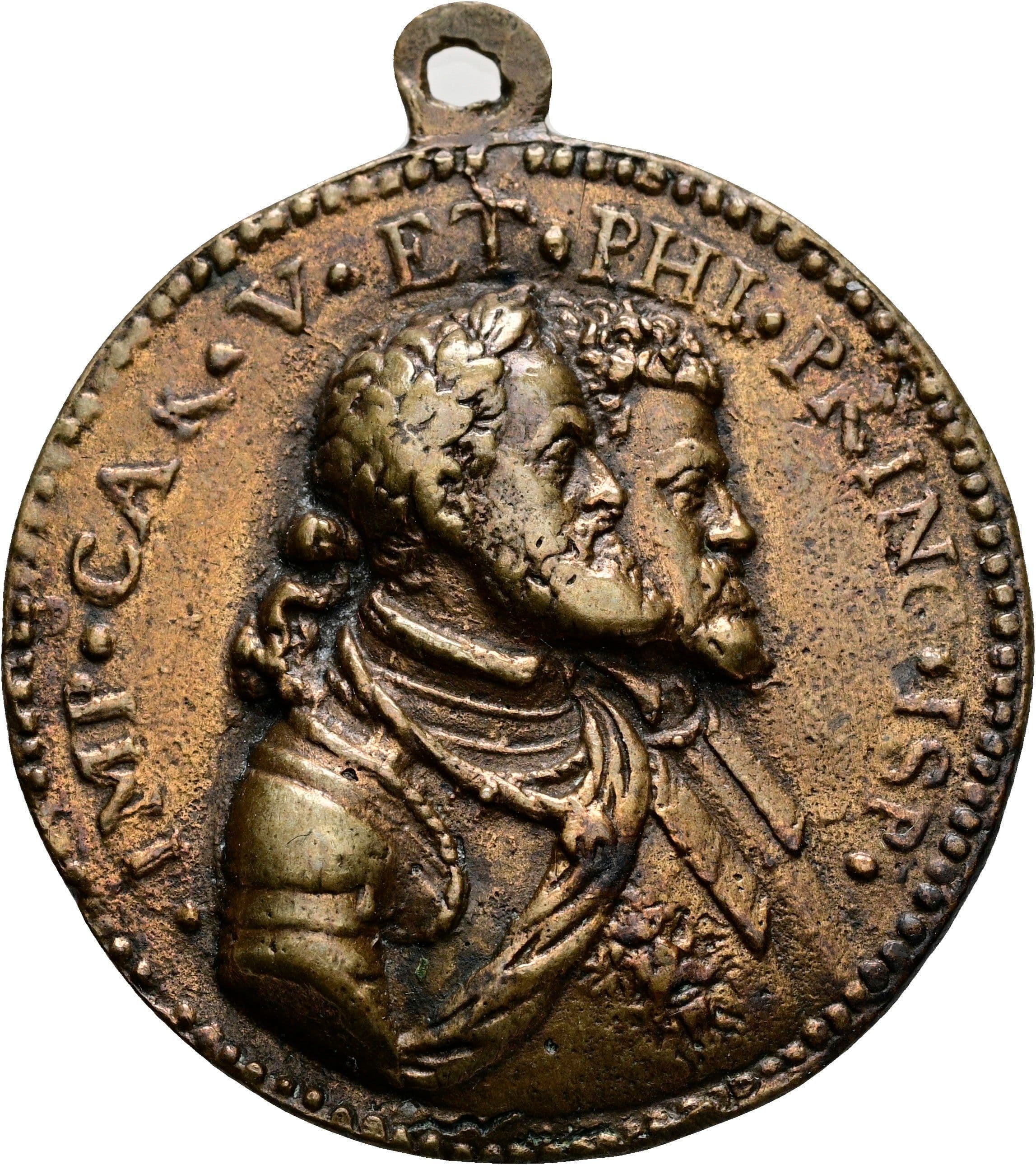 AE-Gussmedaille Karl V. 1506-1556 ohne Jahr (1554) – Vorderseite