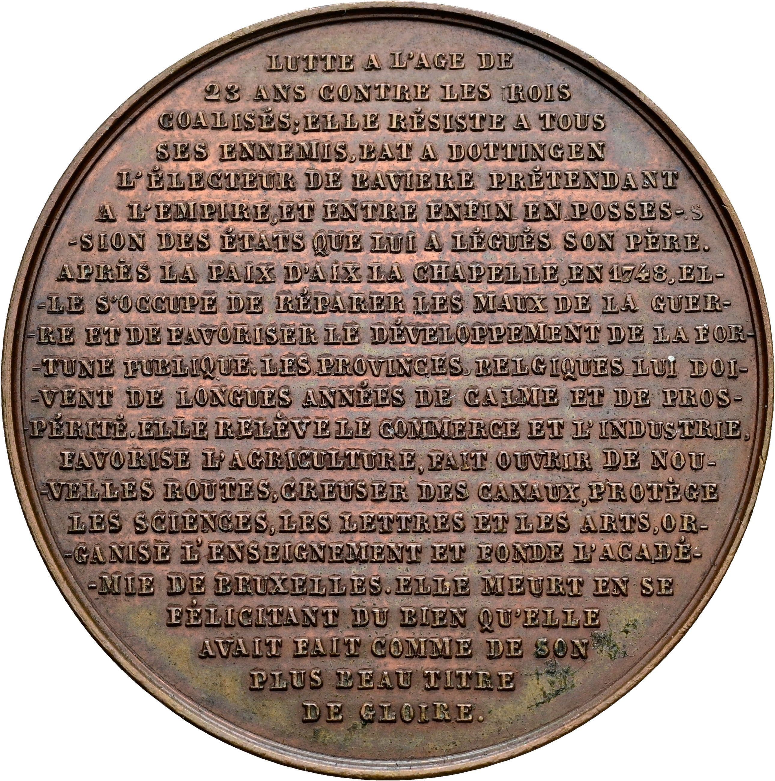 Bronzemedaille Maria Theresia 1740-1780 ohne Jahr – Rückseite