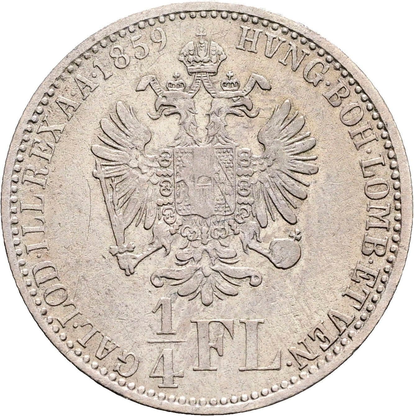 1/4 Gulden Franz Joseph I. 1848-1916 1859 A – Rückseite