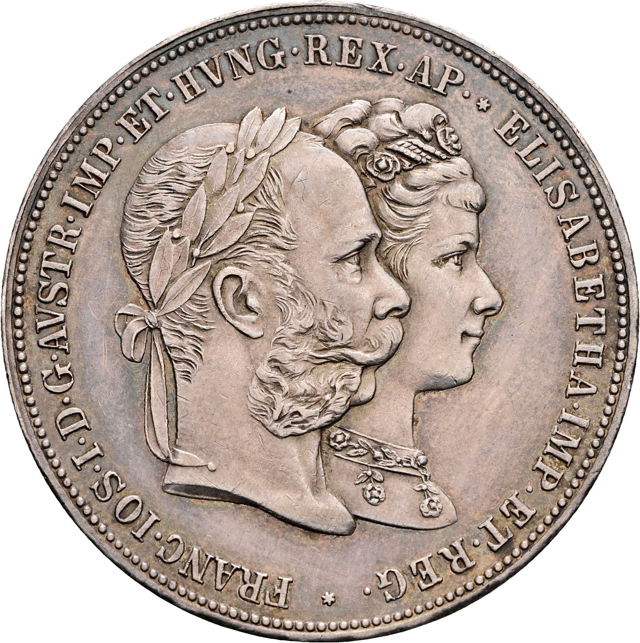 Doppelgulden Silberhochzeit Franz Joseph I. 1848-1916 1879 – Vorderseite