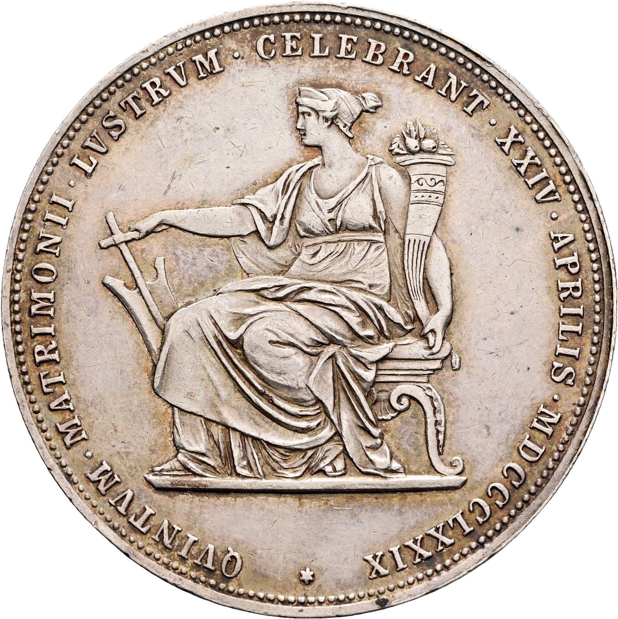 Doppelgulden Silberhochzeit Franz Joseph I. 1848-1916 1879 – Rückseite