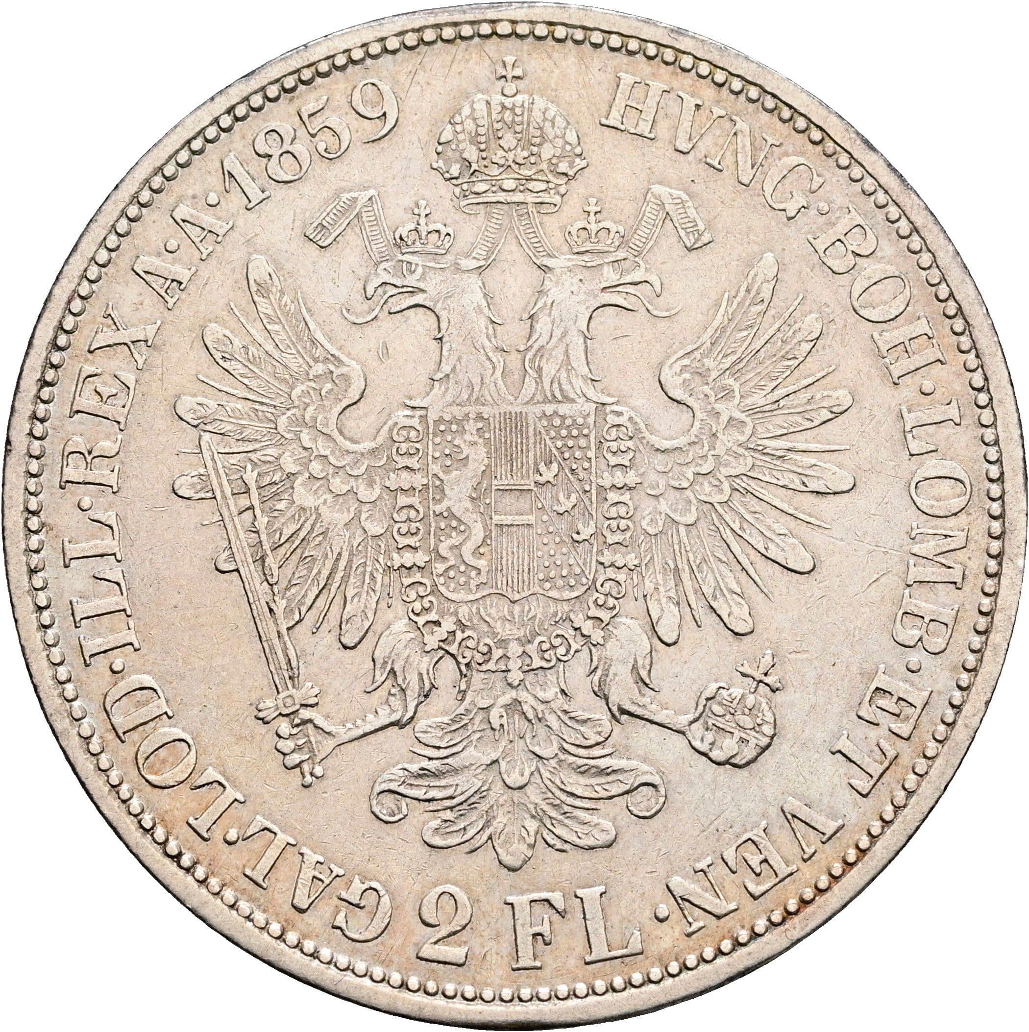 Doppelgulden Franz Joseph I. 1848-1916 1859 B – Rückseite