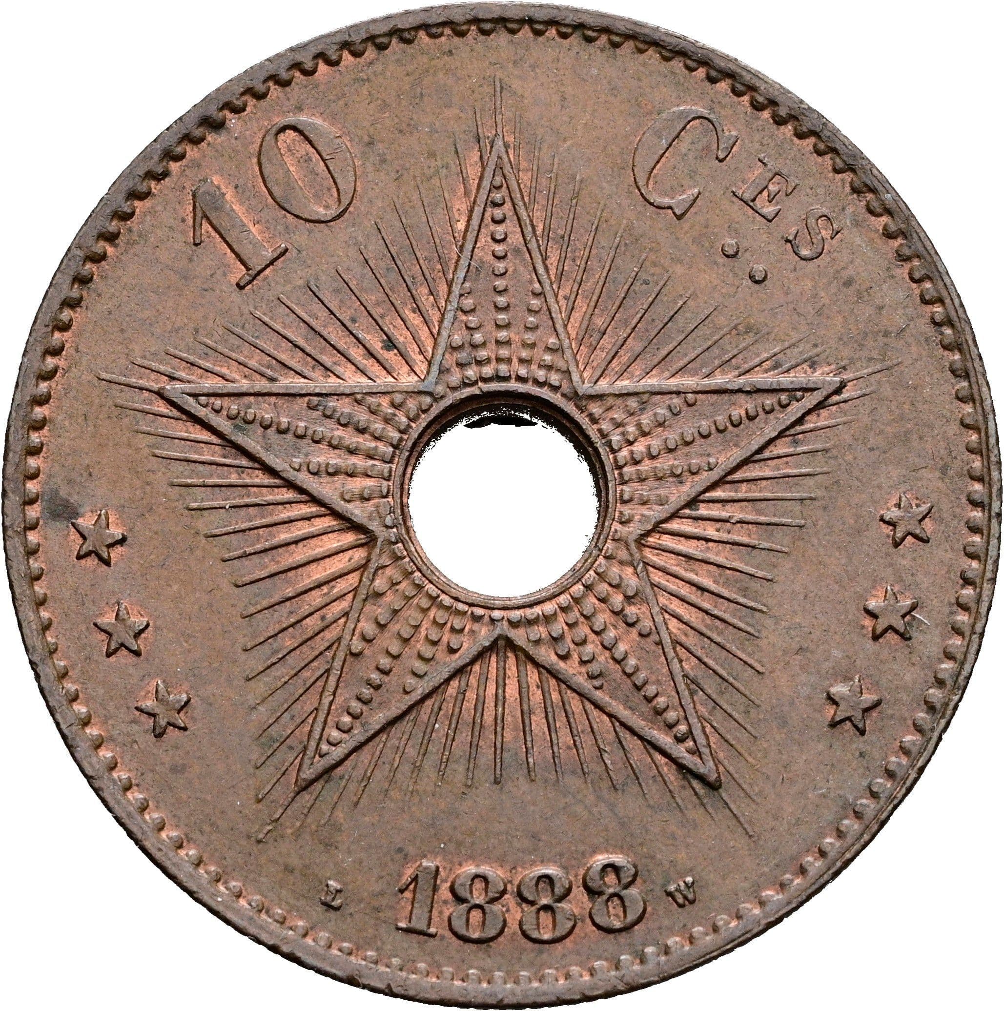 10 Cent(imes) Leopold II. 1865-1909 1888 – Vorderseite