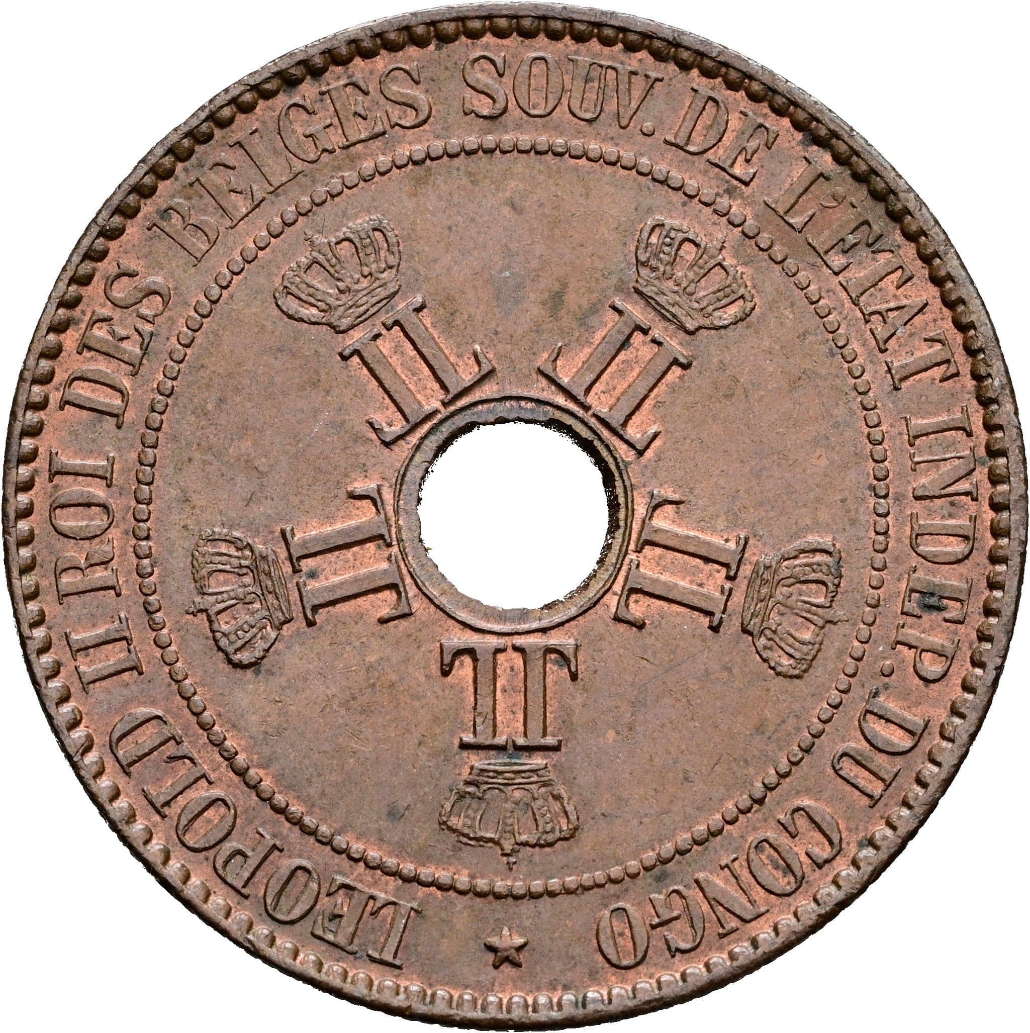 10 Cent(imes) Leopold II. 1865-1909 1888 – Rückseite