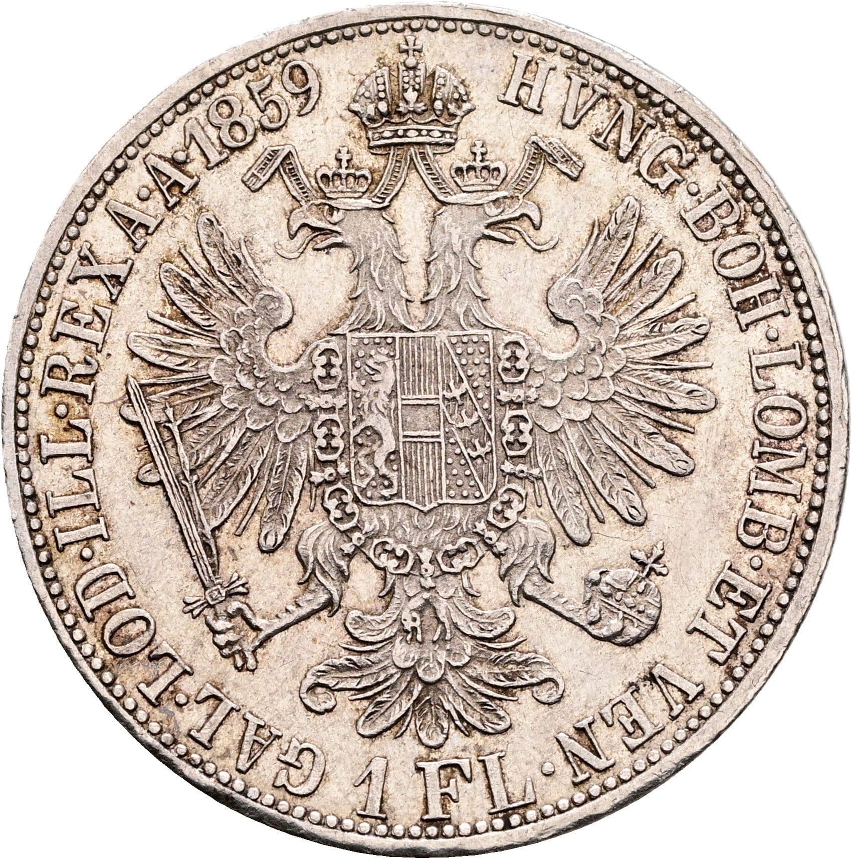 1 Gulden Franz Joseph I. 1848-1916 1859 A – Rückseite