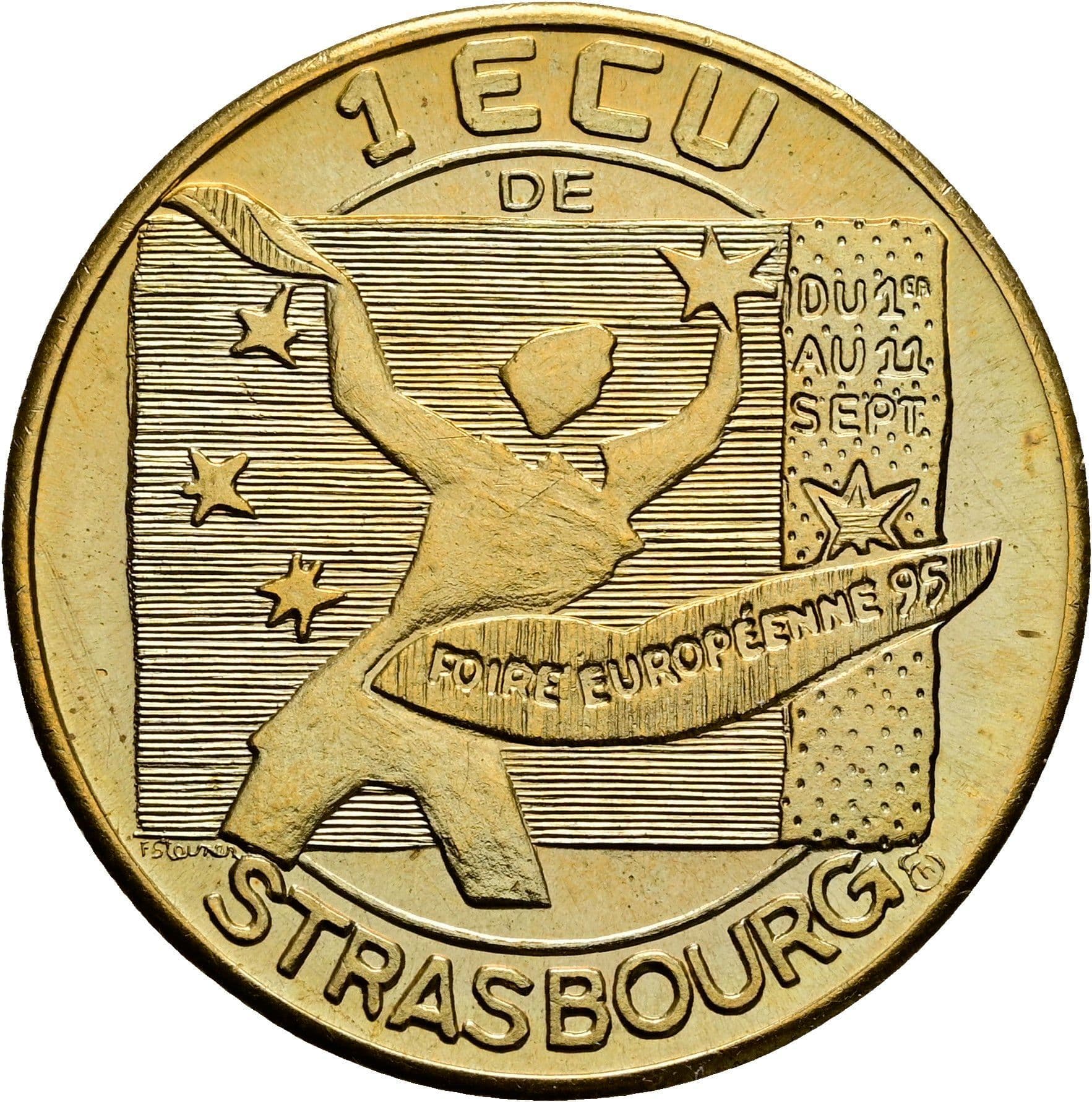 Jeton 1 Ecu "Centenaire de L'Exposition Industrie & Commerce" 1995 – Vorderseite