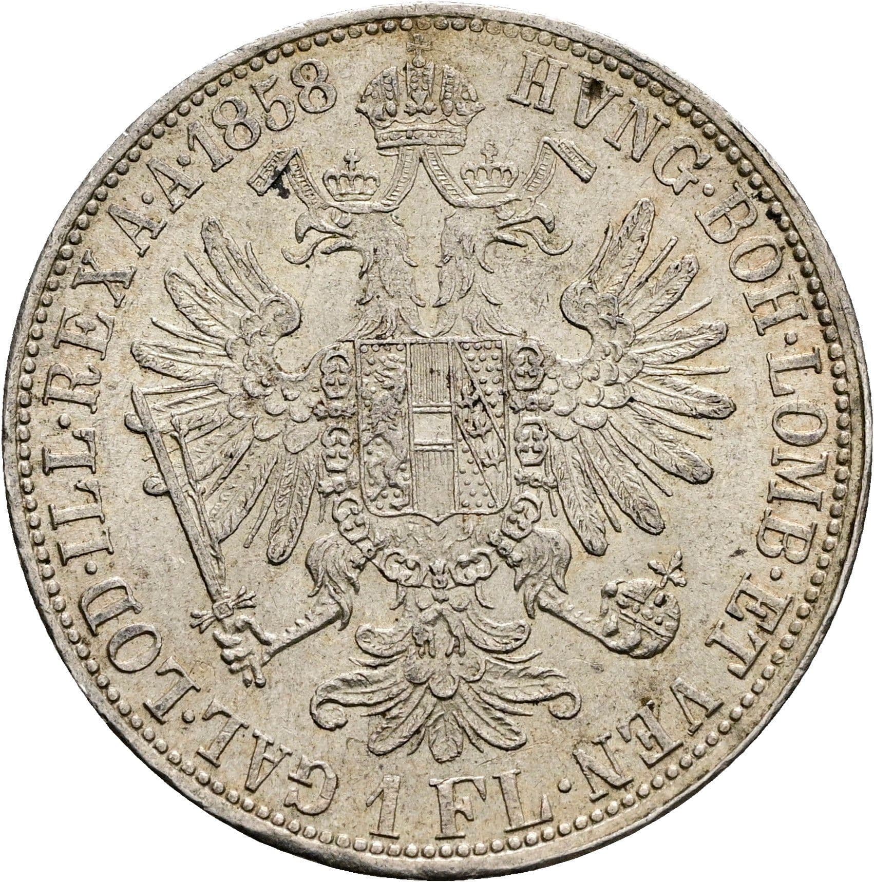 1 Gulden Franz Joseph I. 1848-1916 1858 A – Rückseite