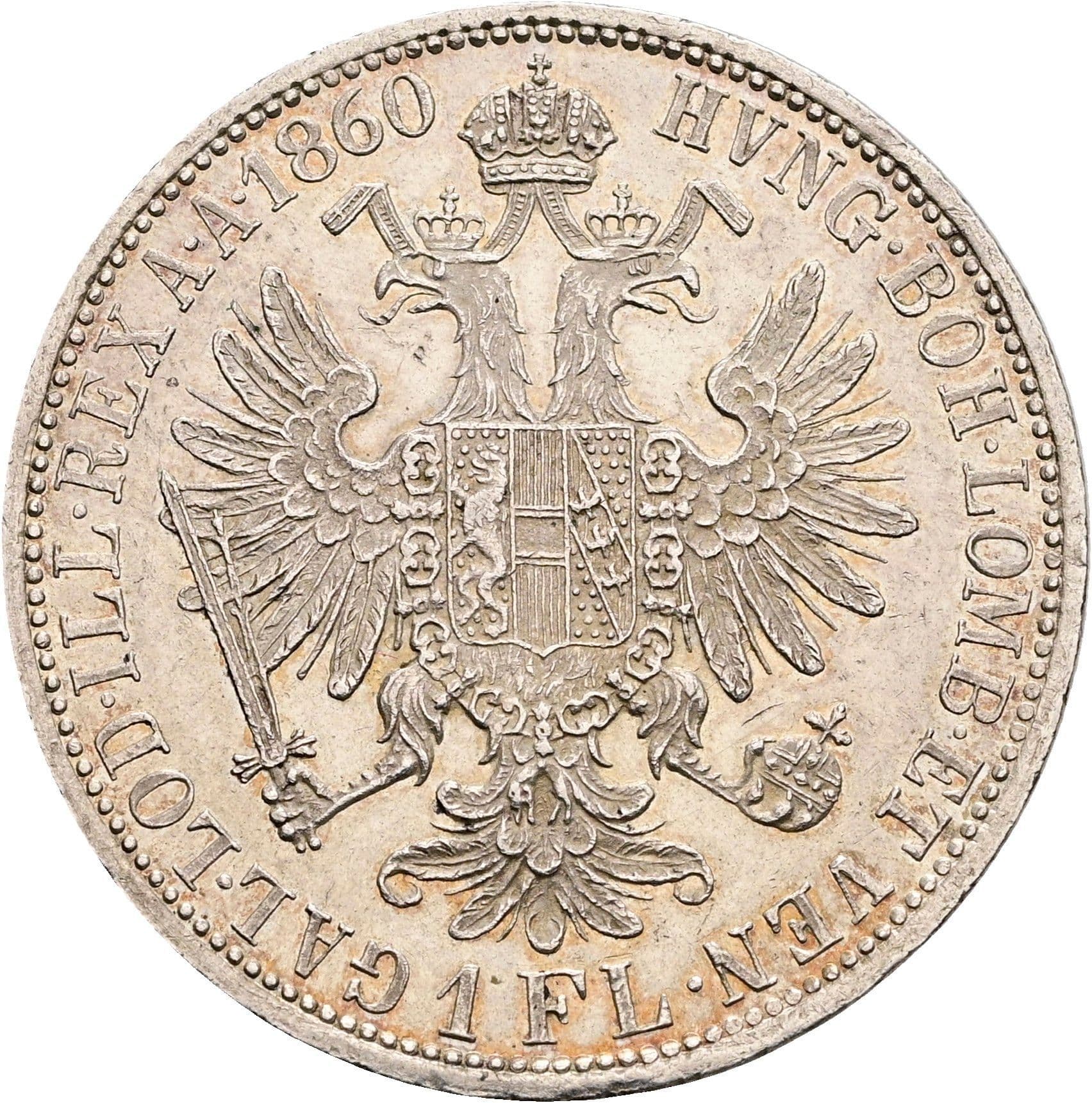 1 Gulden Franz Joseph I. 1848-1916 1860 A – Rückseite