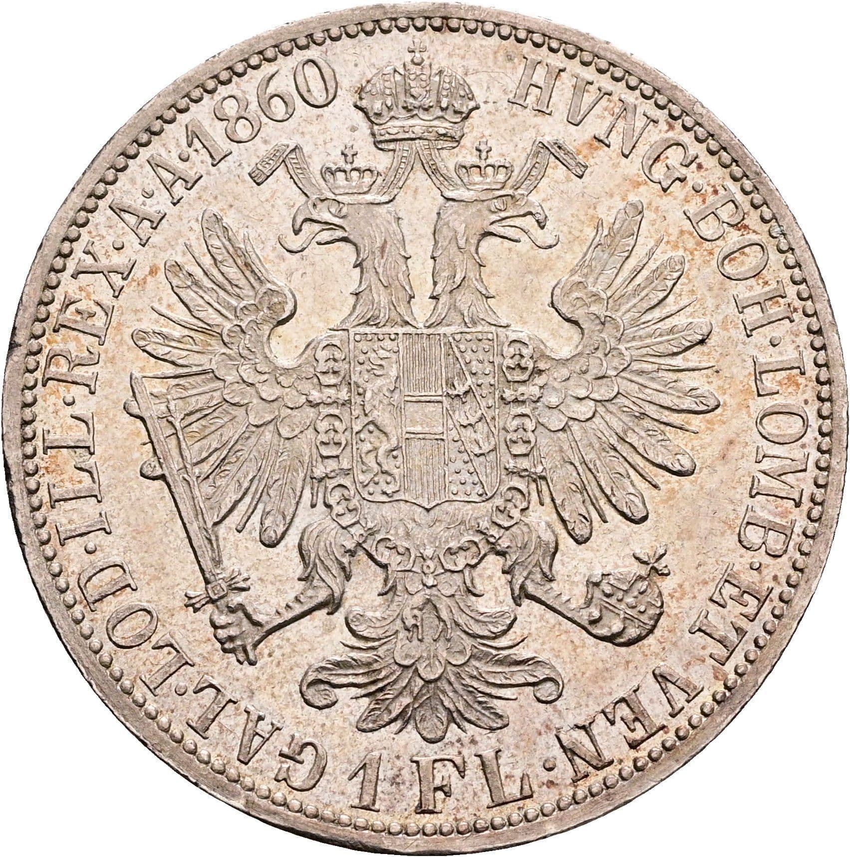 1 Gulden Franz Joseph I. 1848-1916 1860 A – Rückseite
