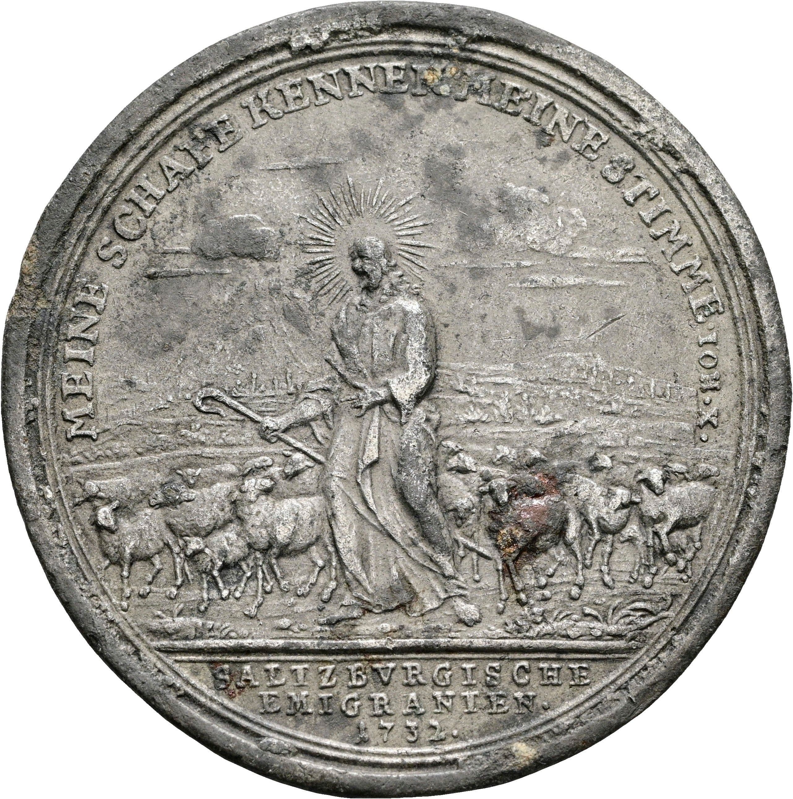 Zinn-Schaumünze Salzburger Emigranten 1731-1733 1732 – Vorderseite