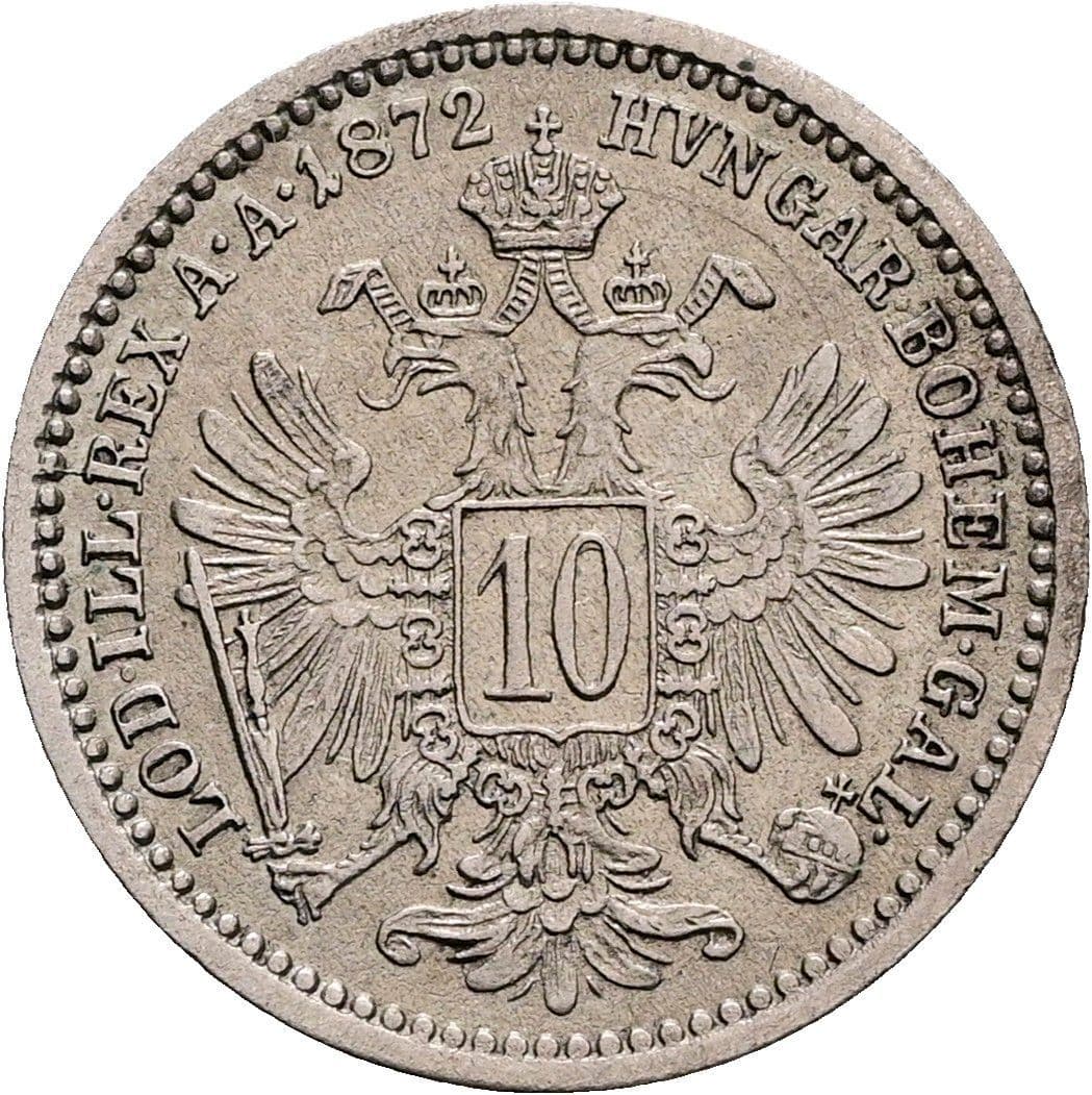 10 Kreuzer Franz Joseph I. 1848-1916 Wien 1872 – Rückseite