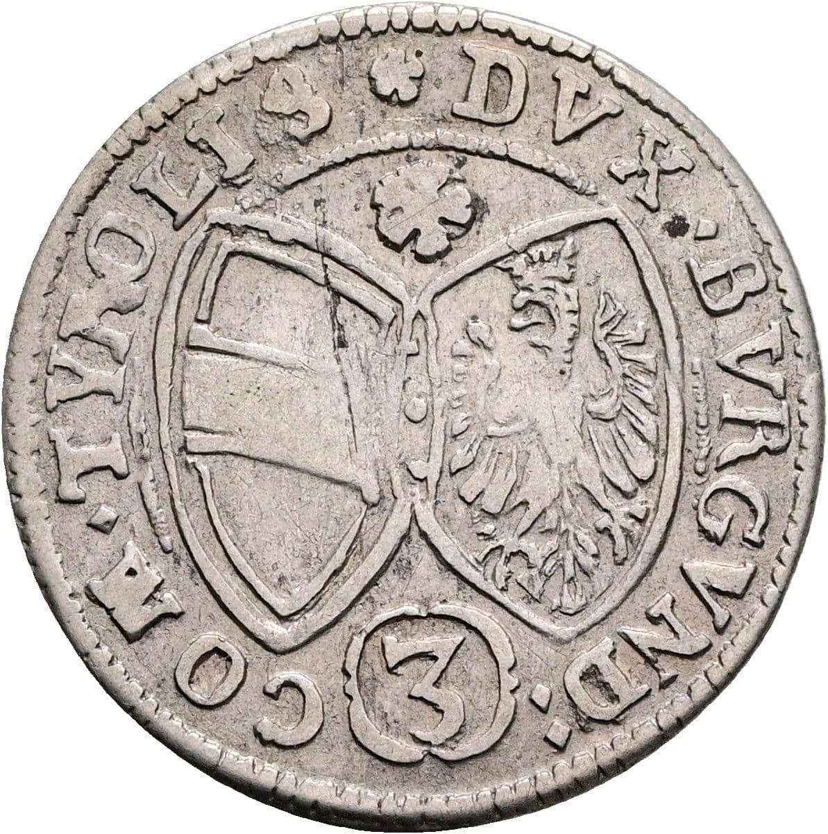 3 Kreuzer Erzherzog Ferdinand Carl 1646-1662 Hall 1642 – Rückseite
