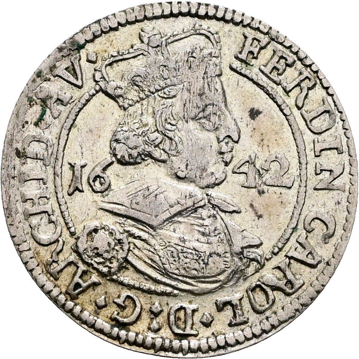 3 Kreuzer Erzherzog Ferdinand Carl 1646-1662 Hall 1642 – Vorderseite