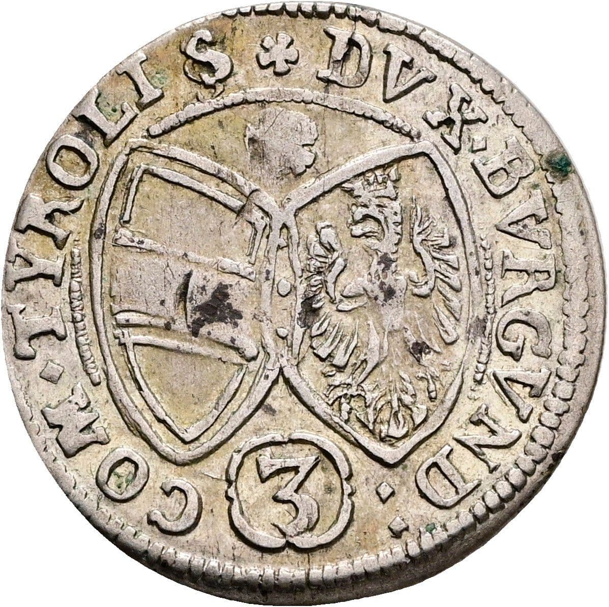 3 Kreuzer Erzherzog Ferdinand Carl 1646-1662 Hall 1642 – Rückseite