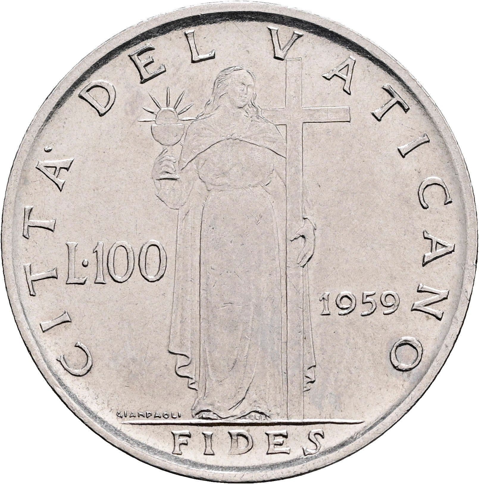 100 Lire Papst Johannes XXIII. 1958-1963 1959 – Rückseite