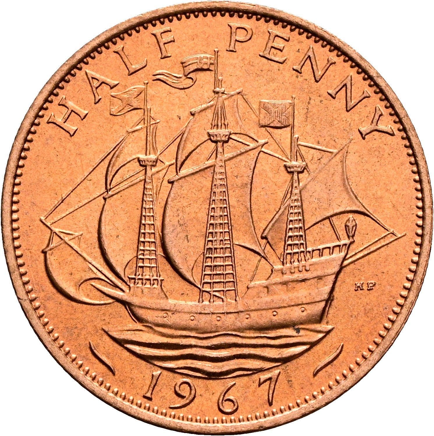 Half Penny Elisabeth II. 1952-2022 1967 – Rückseite