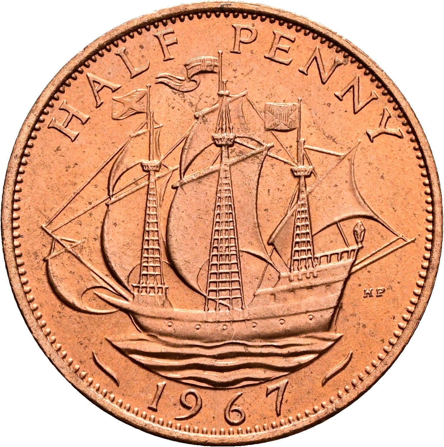 Half Penny Elisabeth II. 1952-2022 1967 – Rückseite