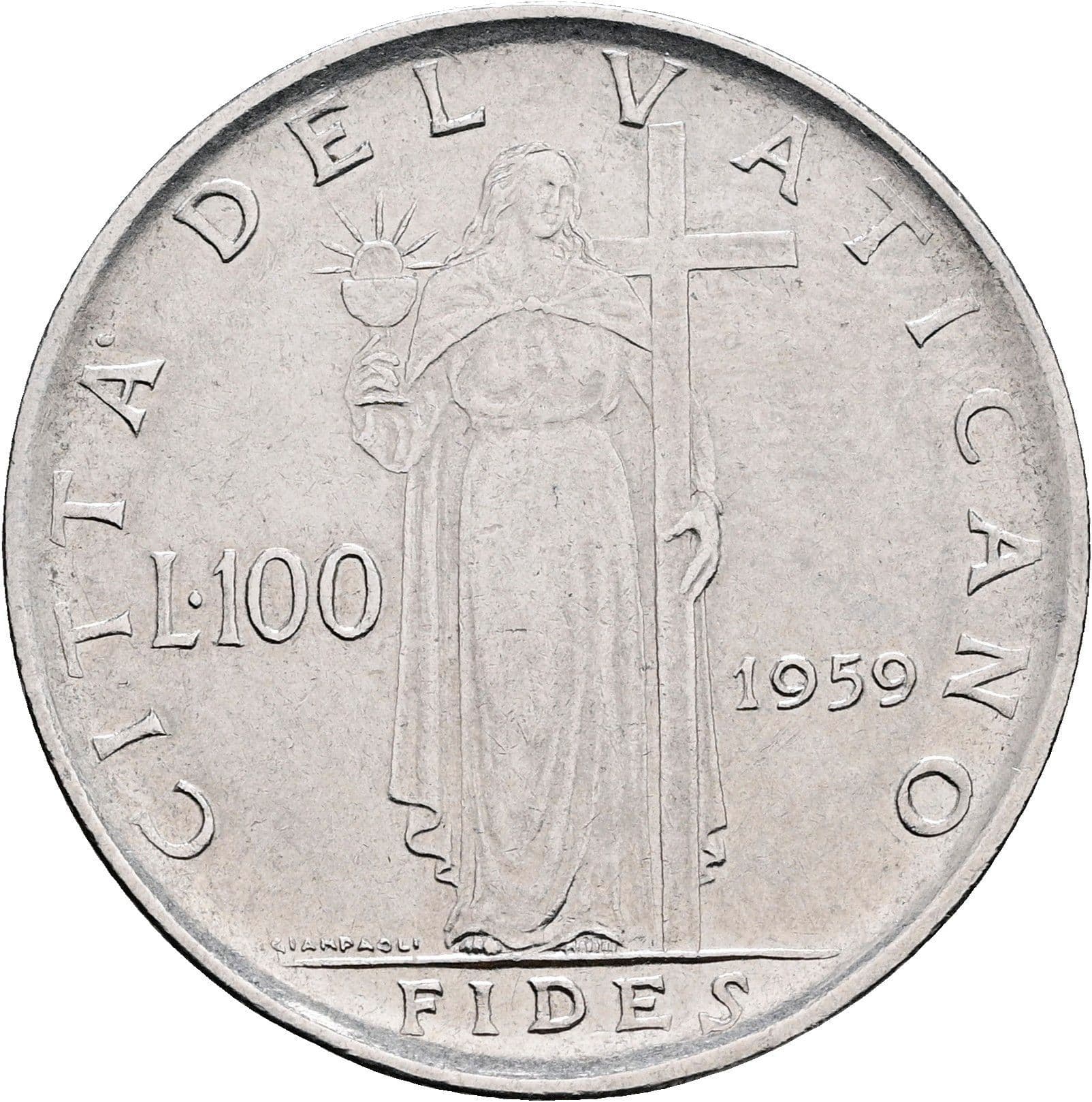100 Lire Papst Johannes XXIII. 1958-1963 1959 – Rückseite
