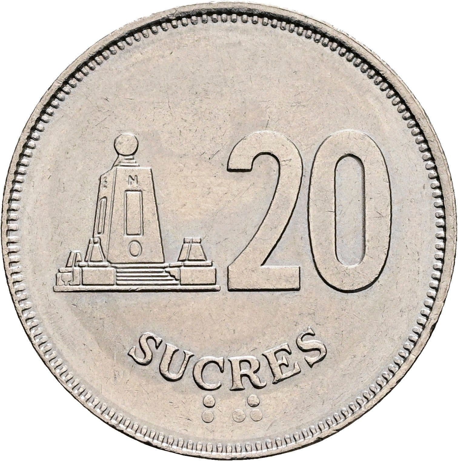 20 Sucres 1991 – Vorderseite