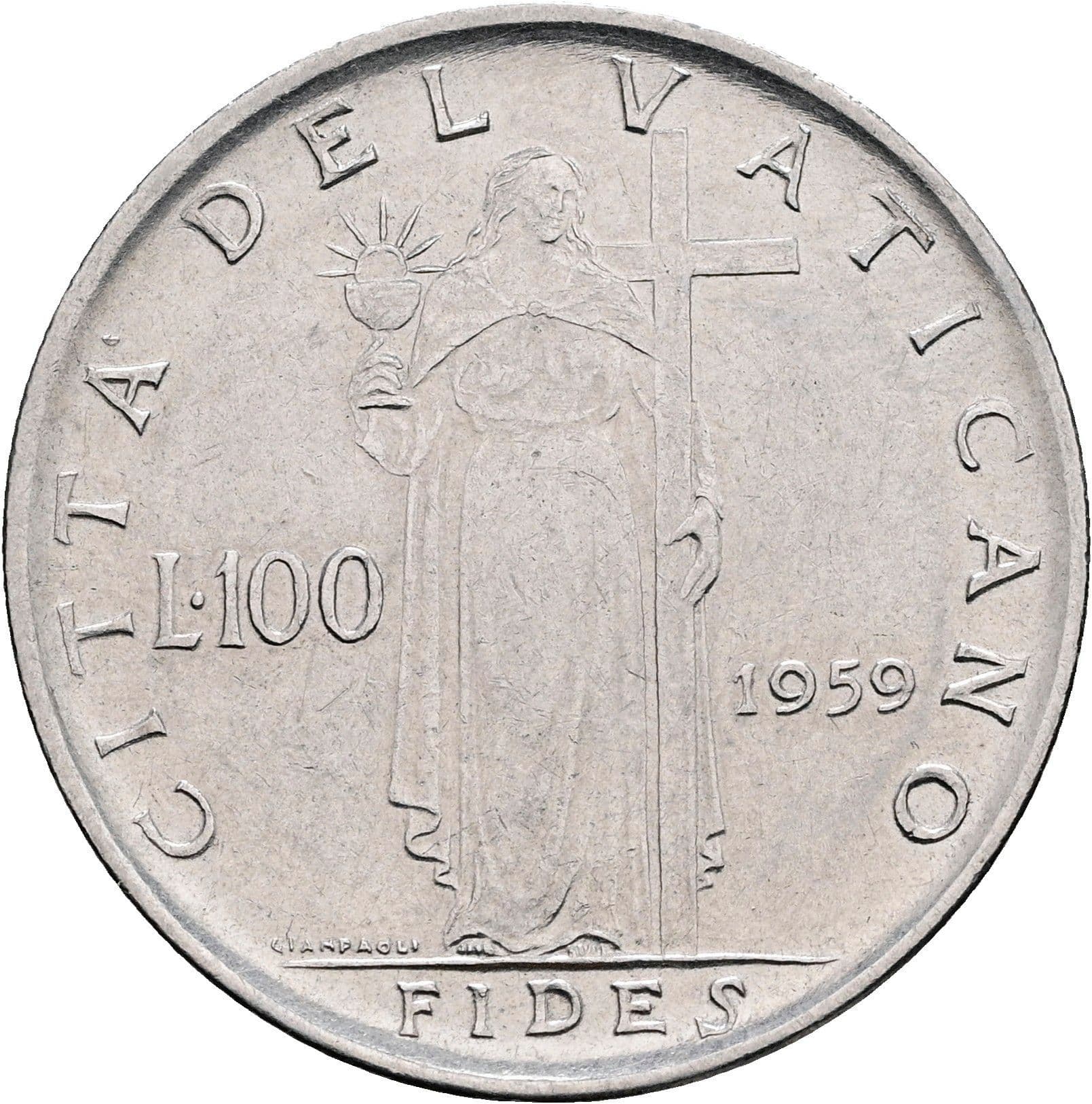 100 Lire Papst Johannes XXIII. 1958-1963 1959 – Rückseite