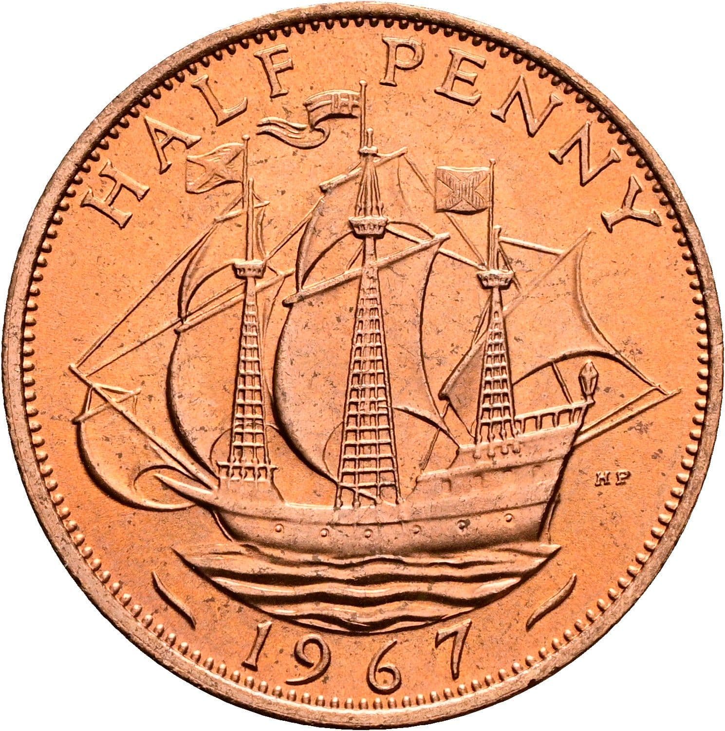 Half Penny Elisabeth II. 1952-2022 1967 – Rückseite