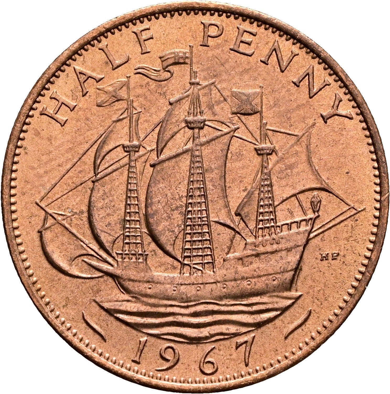 Half Penny Elisabeth II. 1952-2022 1967 – Rückseite