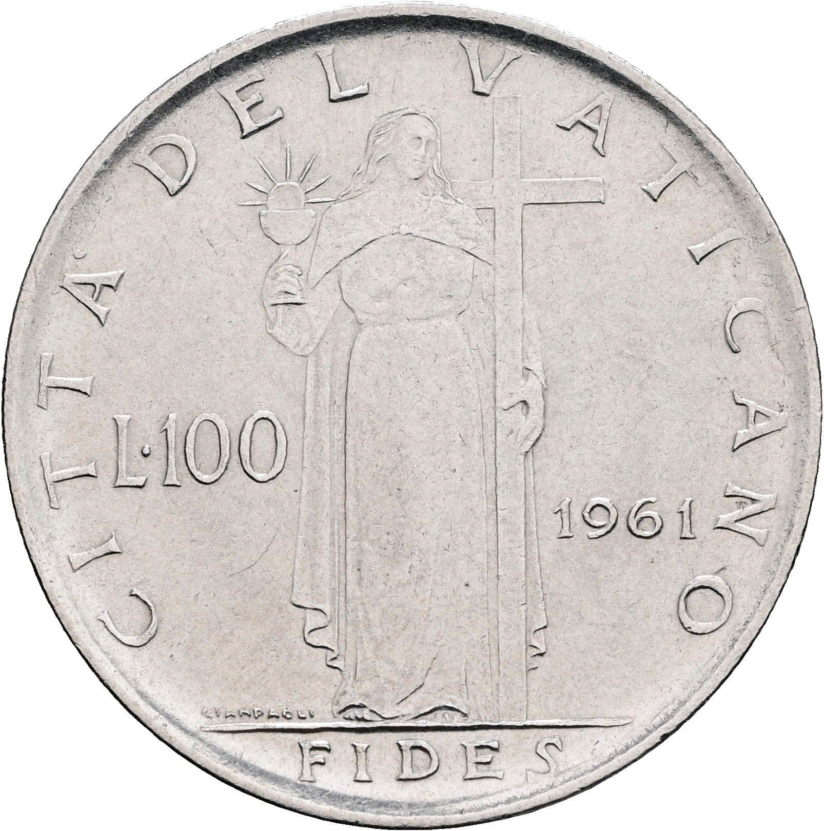 100 Lire Papst Johannes XXIII. 1958-1963 1961 – Rückseite