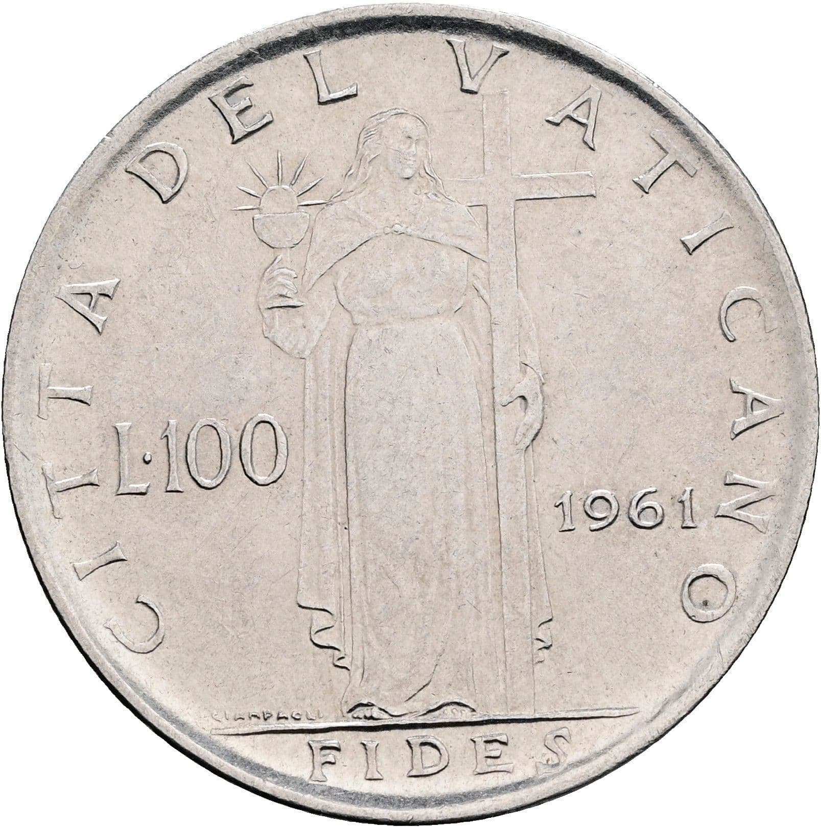 100 Lire Papst Johannes XXIII. 1958-1963 1961 – Rückseite