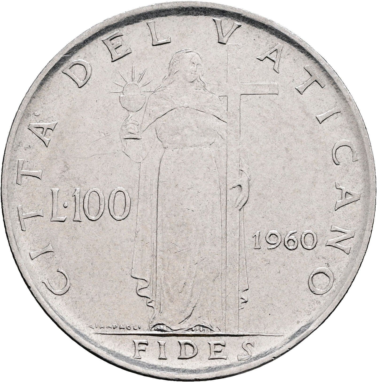 100 Lire Papst Johannes XXIII. 1958-1963 1960 – Rückseite