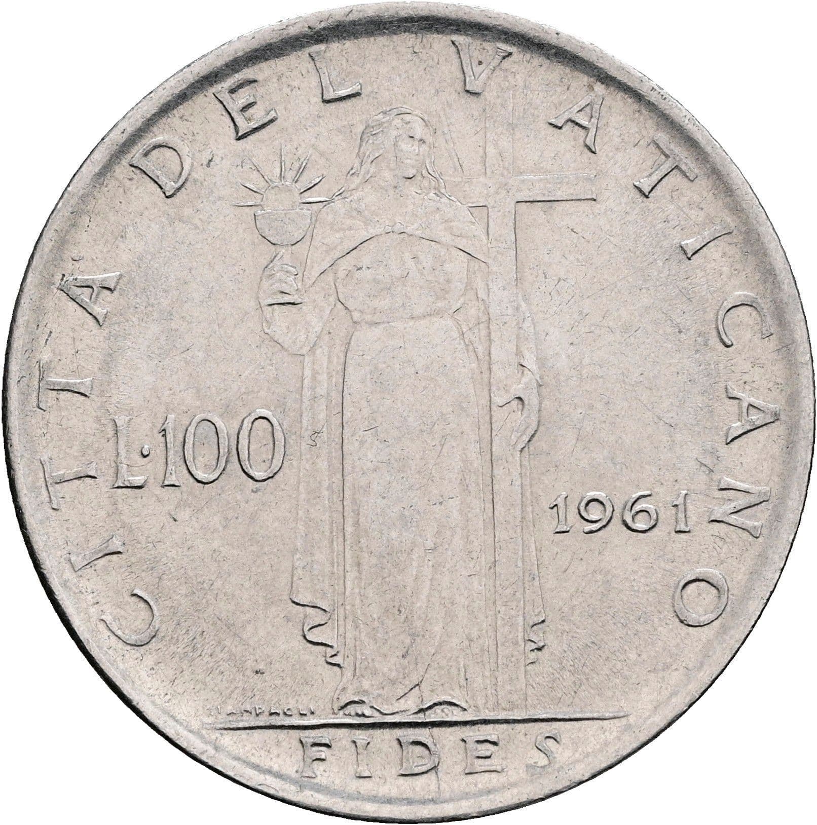 100 Lire Papst Johannes XXIII. 1958-1963 1961 – Rückseite