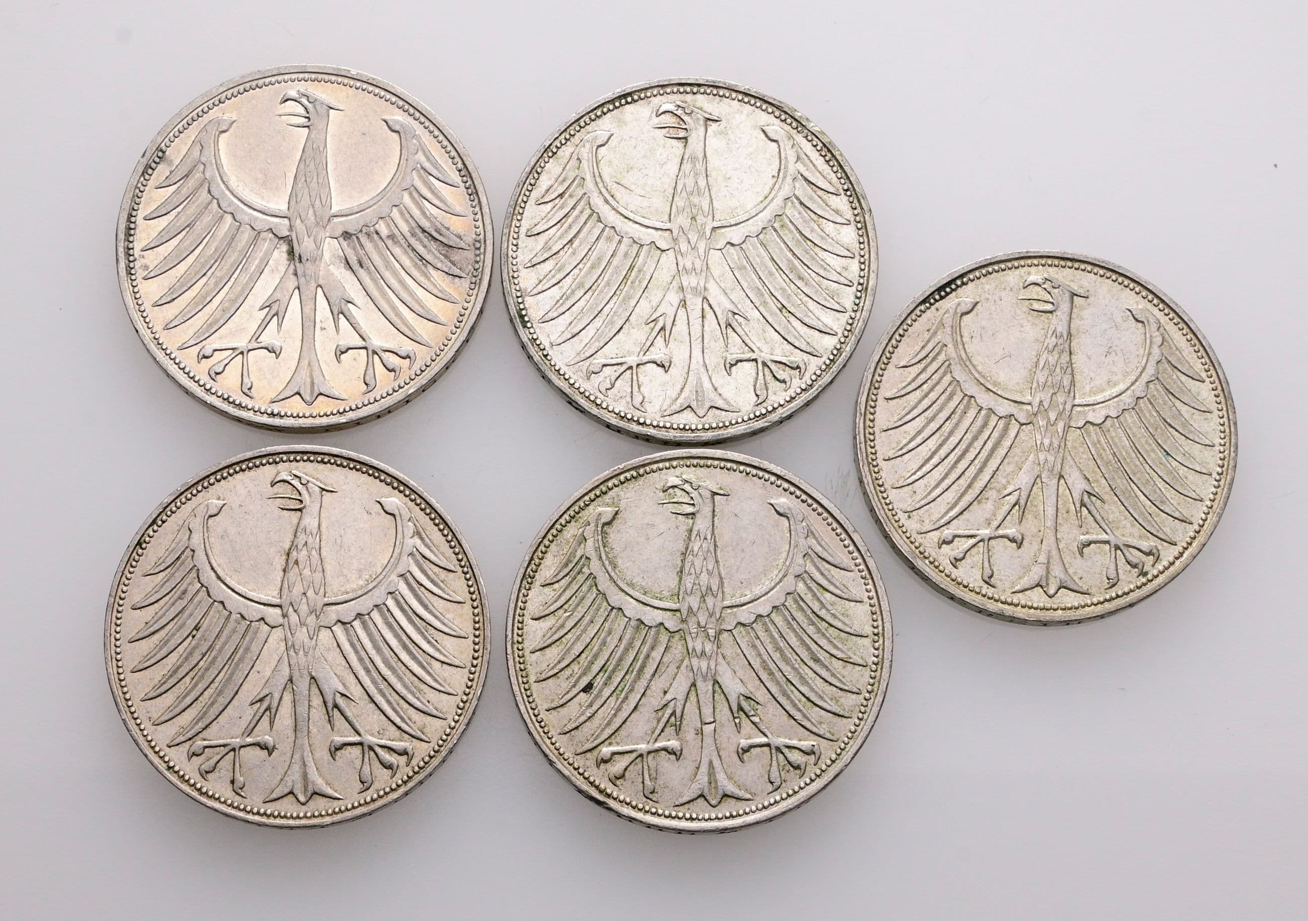 Lot 5 Stück 5 Deutsche Mark – Rückseite