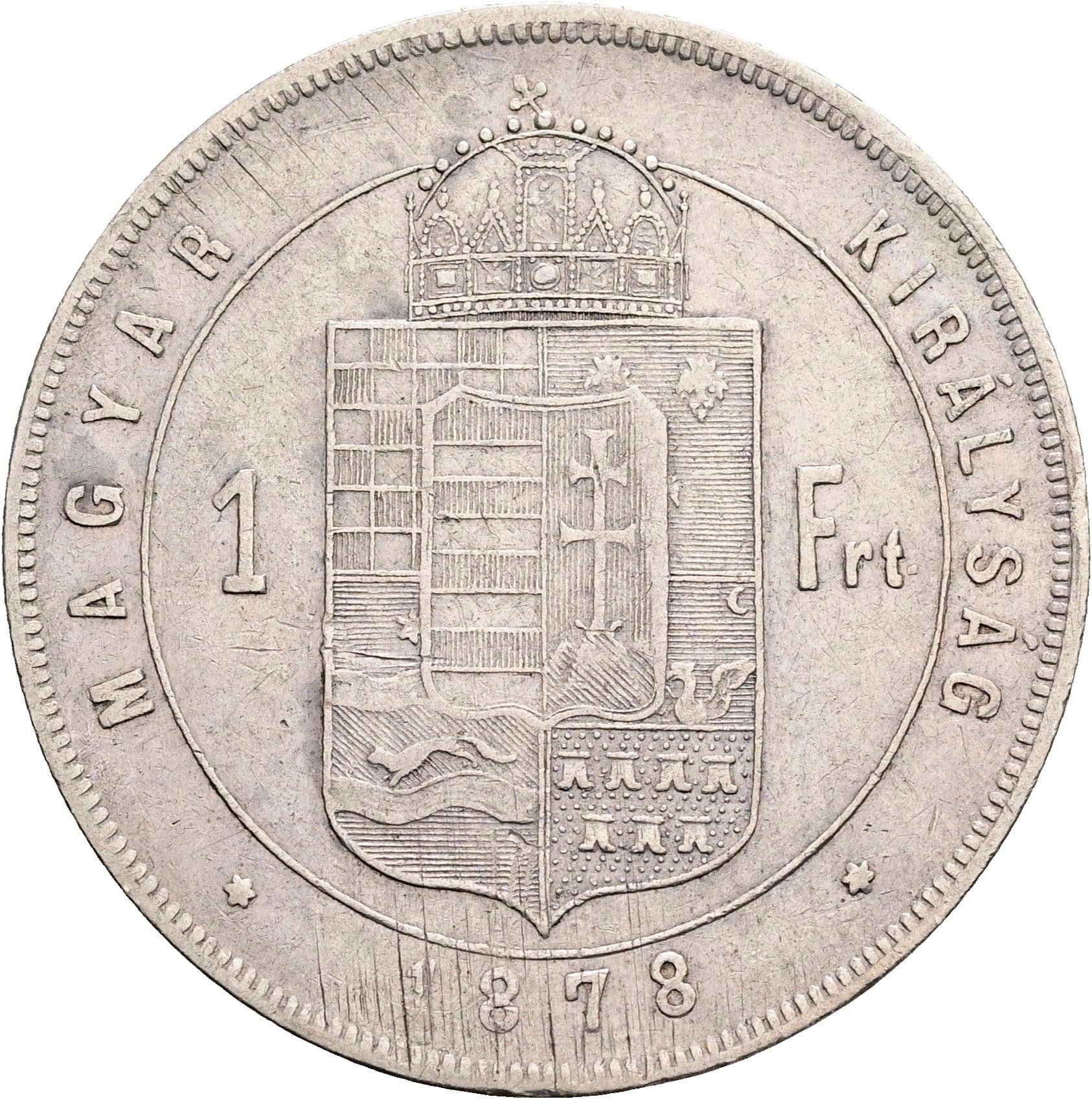 1 Forint Franz Joseph I. 1848-1916 Kremnitz 1878 KB – Rückseite