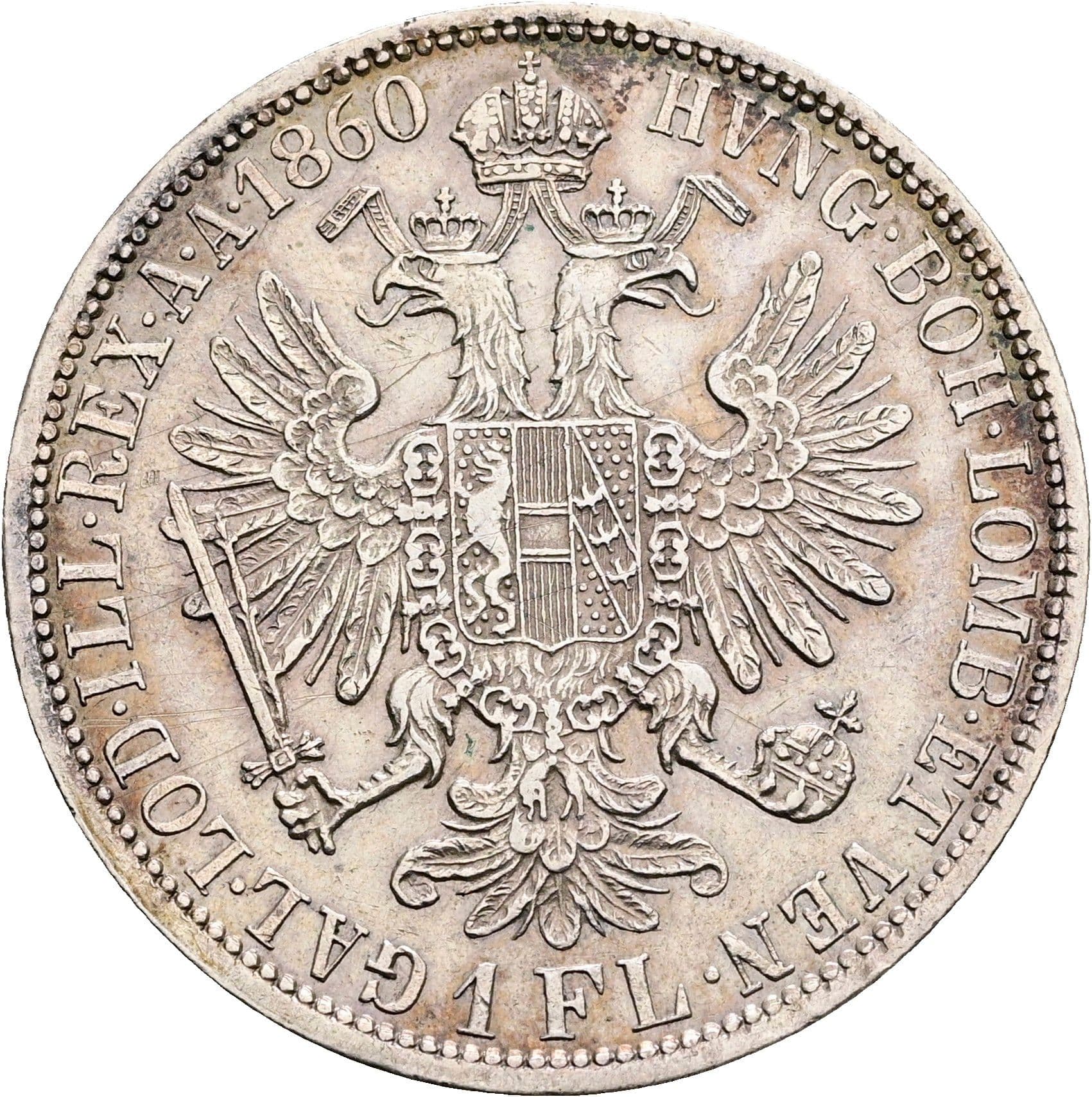 1 Gulden Franz Joseph I. 1848-1916 Wien 1860 A – Rückseite