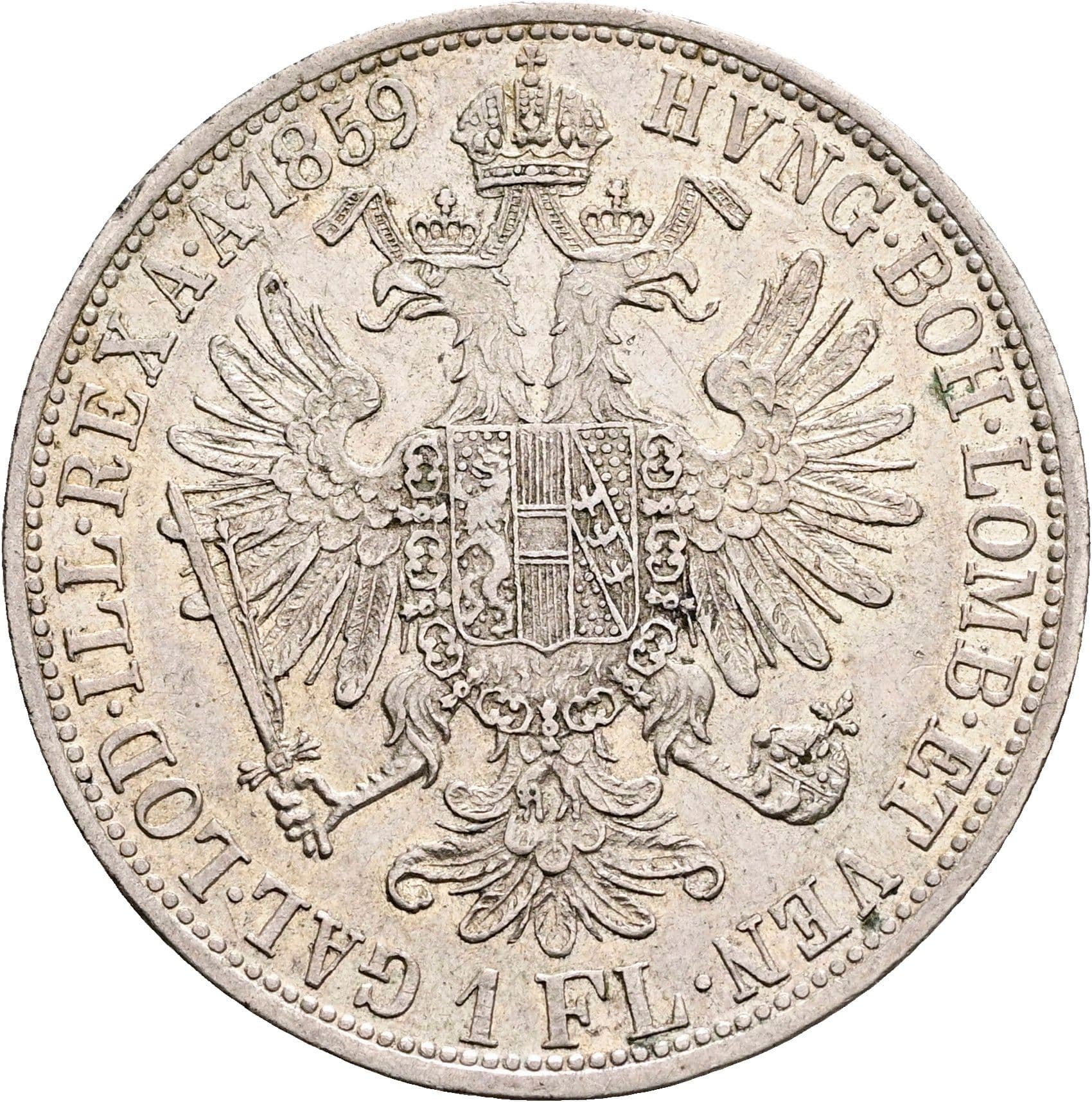 1 Gulden Franz Joseph I. 1848-1916 Wien 1859 A – Rückseite