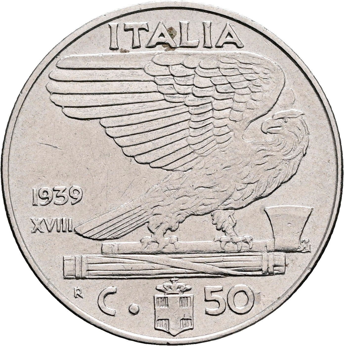 50 Centesimi Vittorio Emanuele III. 1900-1946 1939 – Rückseite