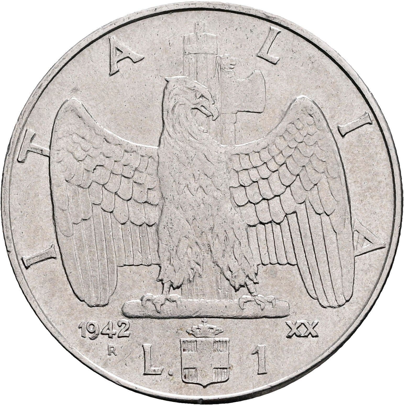 1 Lira Vittorio Emanuele III. 1900-1946 1942 – Rückseite