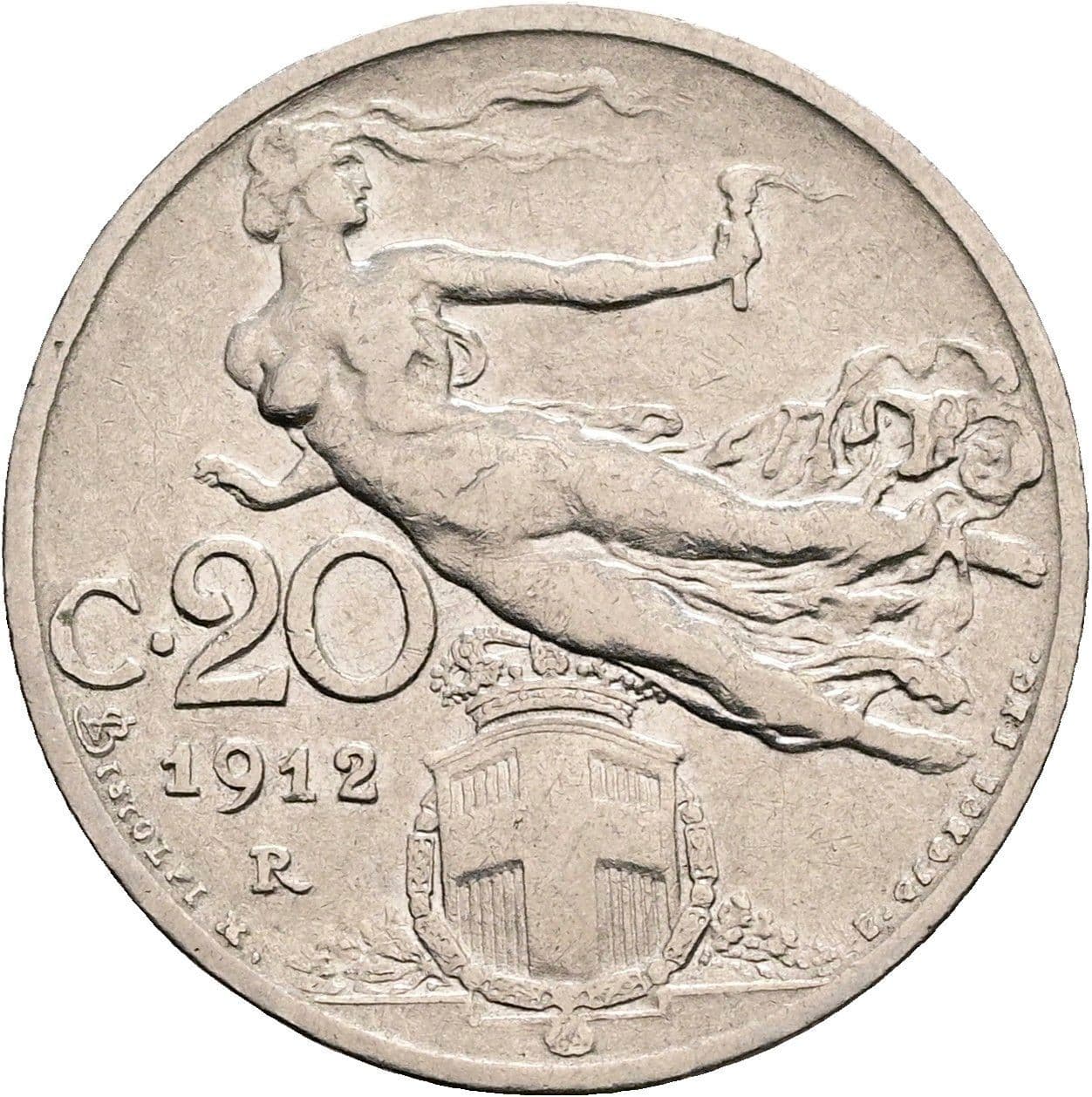 20 Centesimi Vittorio Emanuele III. 1900-1946 1912 – Rückseite