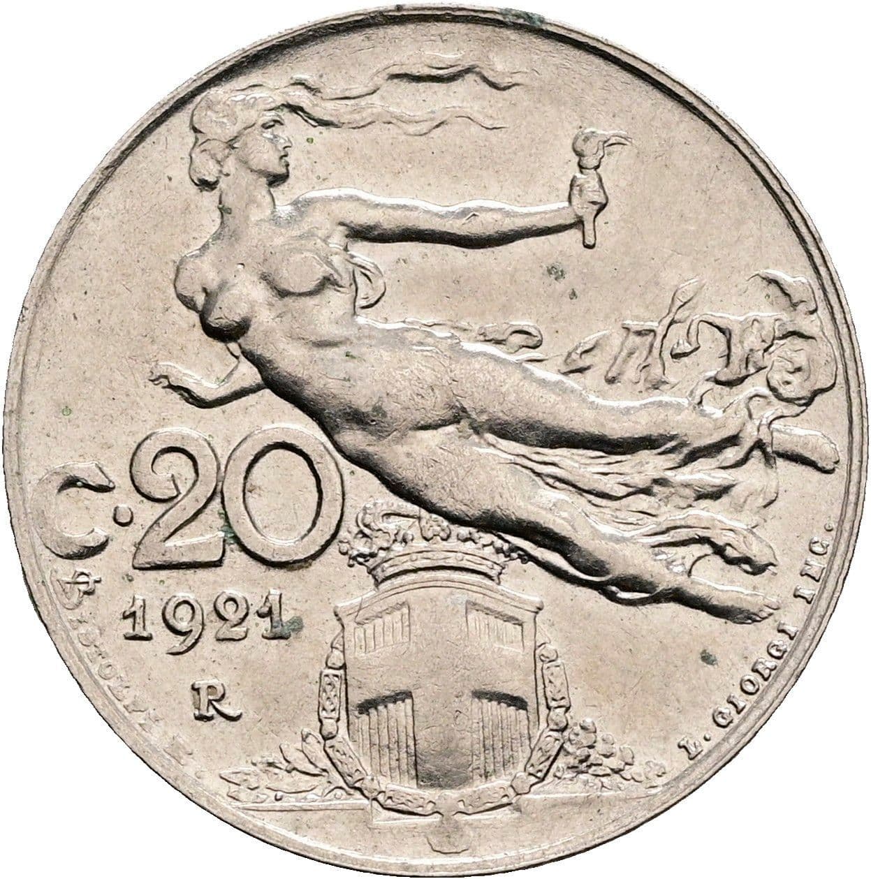 20 Centesimi Vittorio Emanuele III. 1900-1946 1921 – Rückseite