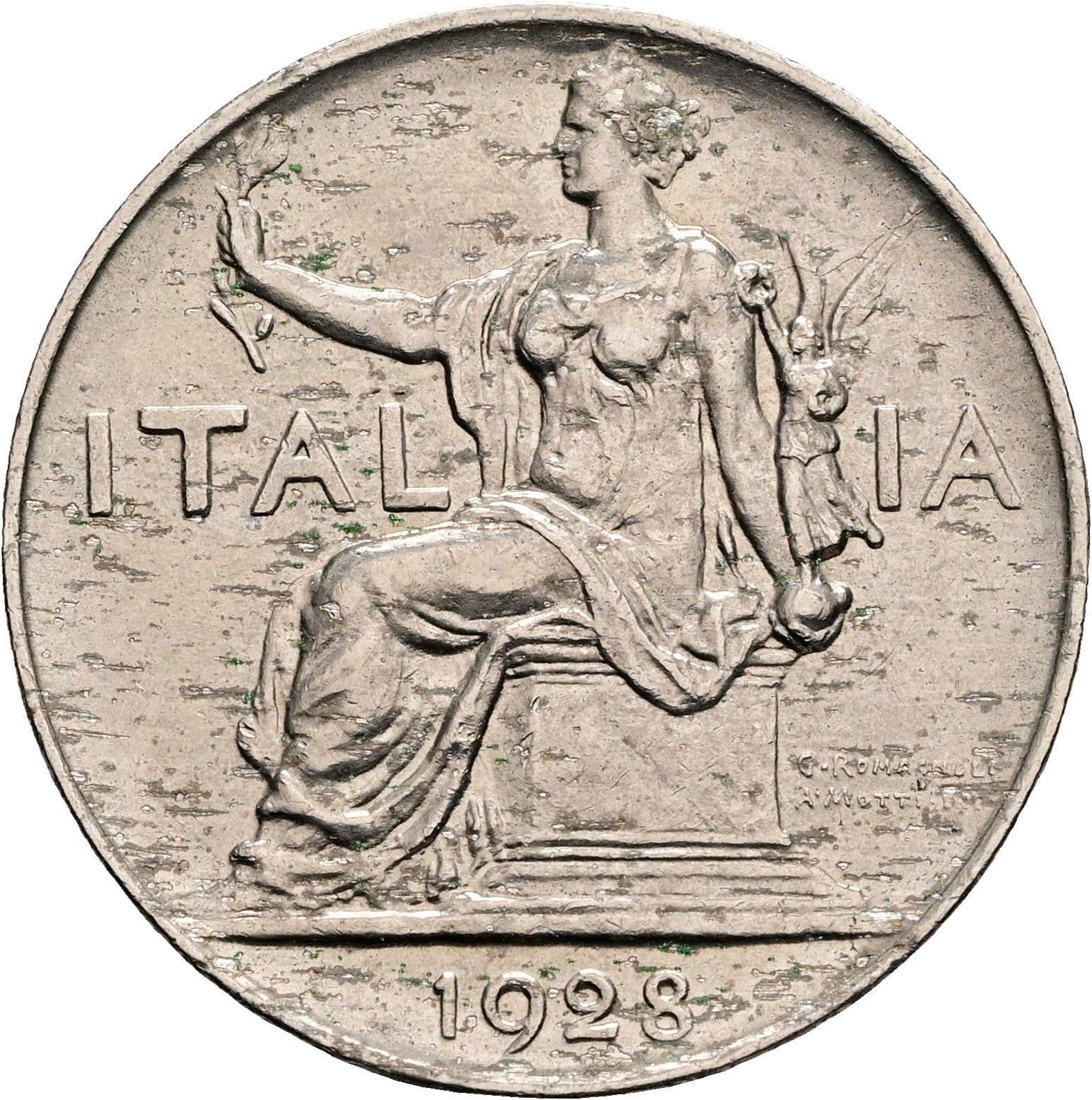 1 Lira Vittorio Emanuele III. 1900-1946 1928 – Rückseite
