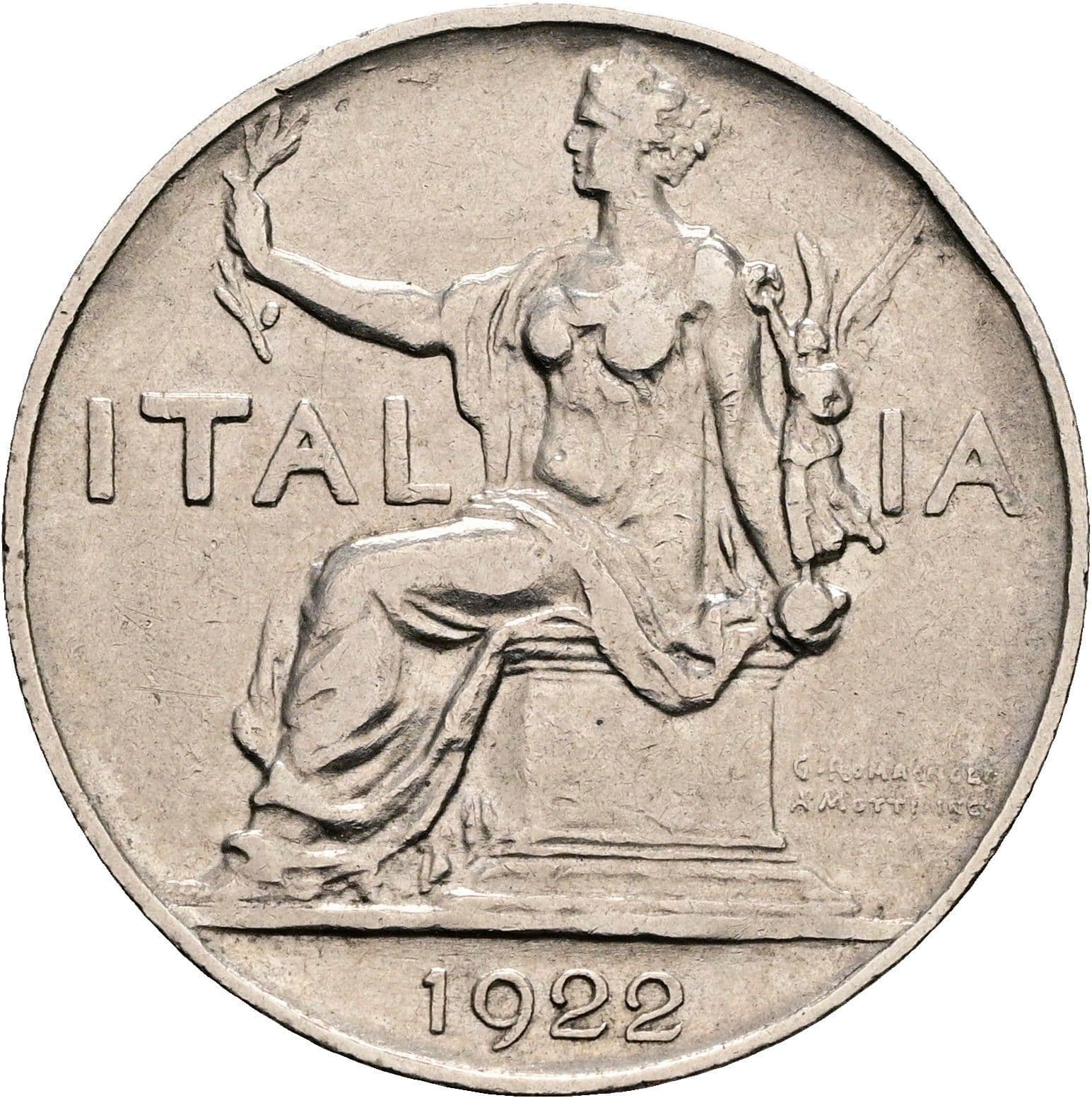 1 Lira Vittorio Emanuele III. 1900-1946 1922 – Rückseite