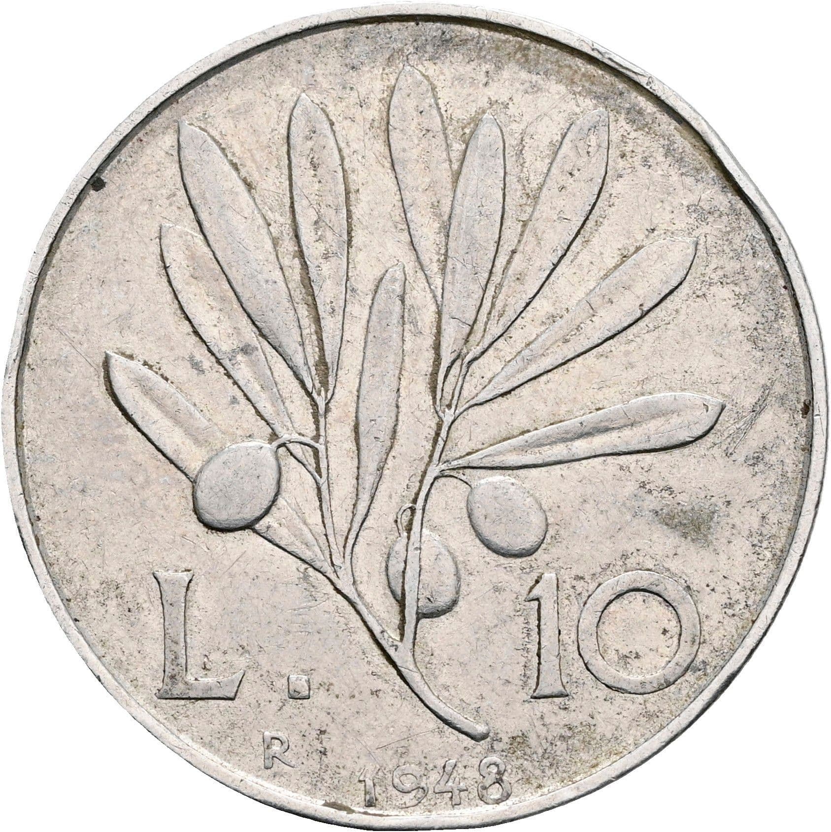 10 Lire 1948 – Rückseite